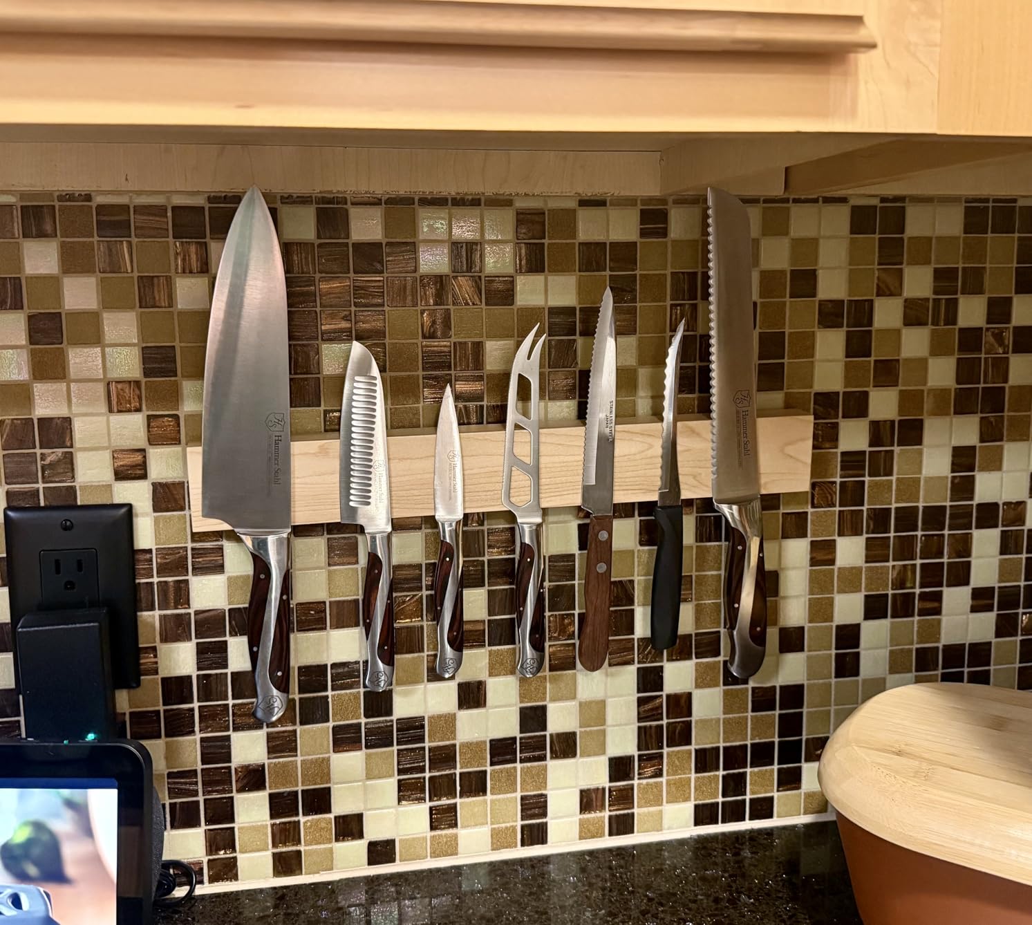 Premium Dark Walnut Wood Magnetic Knife Holder for Wall | 16 Inch | Upgraded Version | Professional Wooden Magnetic Knife Strip - Space-Saving Knife Rack/Knife Bar With Powerful Magnetic Pull Force customer photo 2