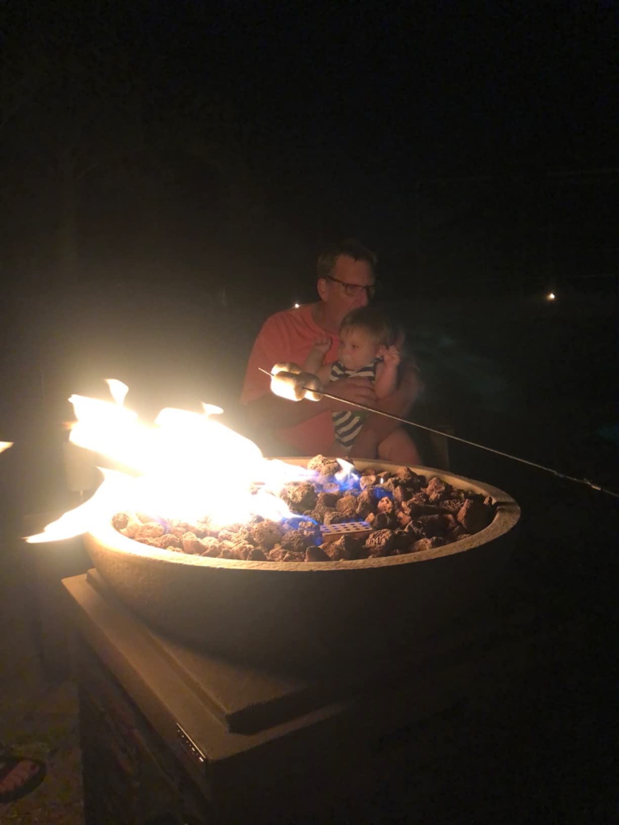 SUNBURY Outdoor Propane Fire Pit, Gas Fire Pit for Outside Patio, Stone Outdoor Fire Table Fire Column 40,000 BTU Propane Fire Tables Firepit Table w Lava Rocks, CSA Certified, Waterproof Cover customer photo 2