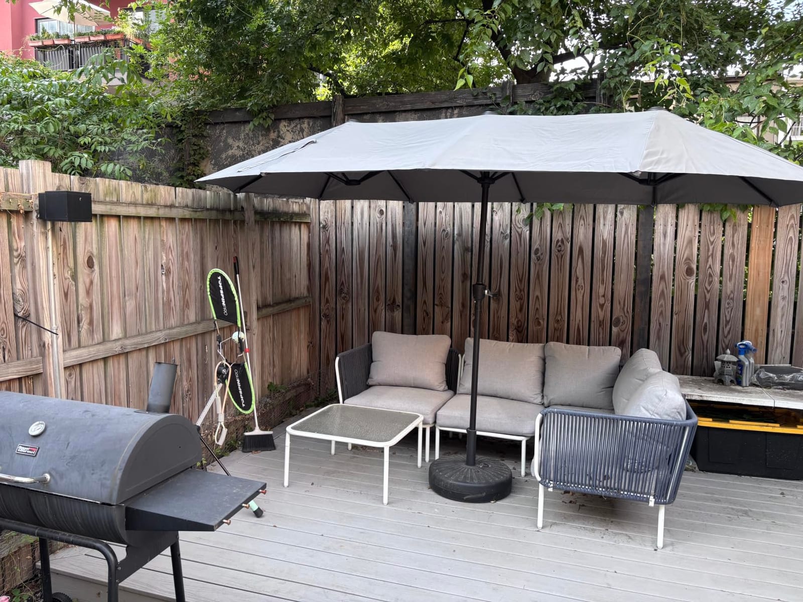 PHI VILLA 13ft Large Outdoor Patio Double-Sided Umbrella, Rectangle, Navy customer photo 1