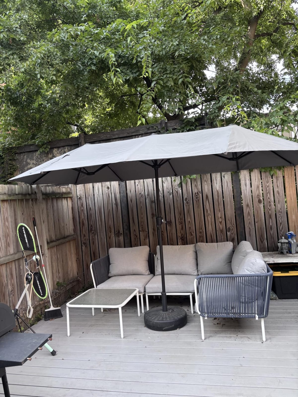 PHI VILLA 13ft Large Outdoor Patio Double-Sided Umbrella, Rectangle, Navy customer photo 2