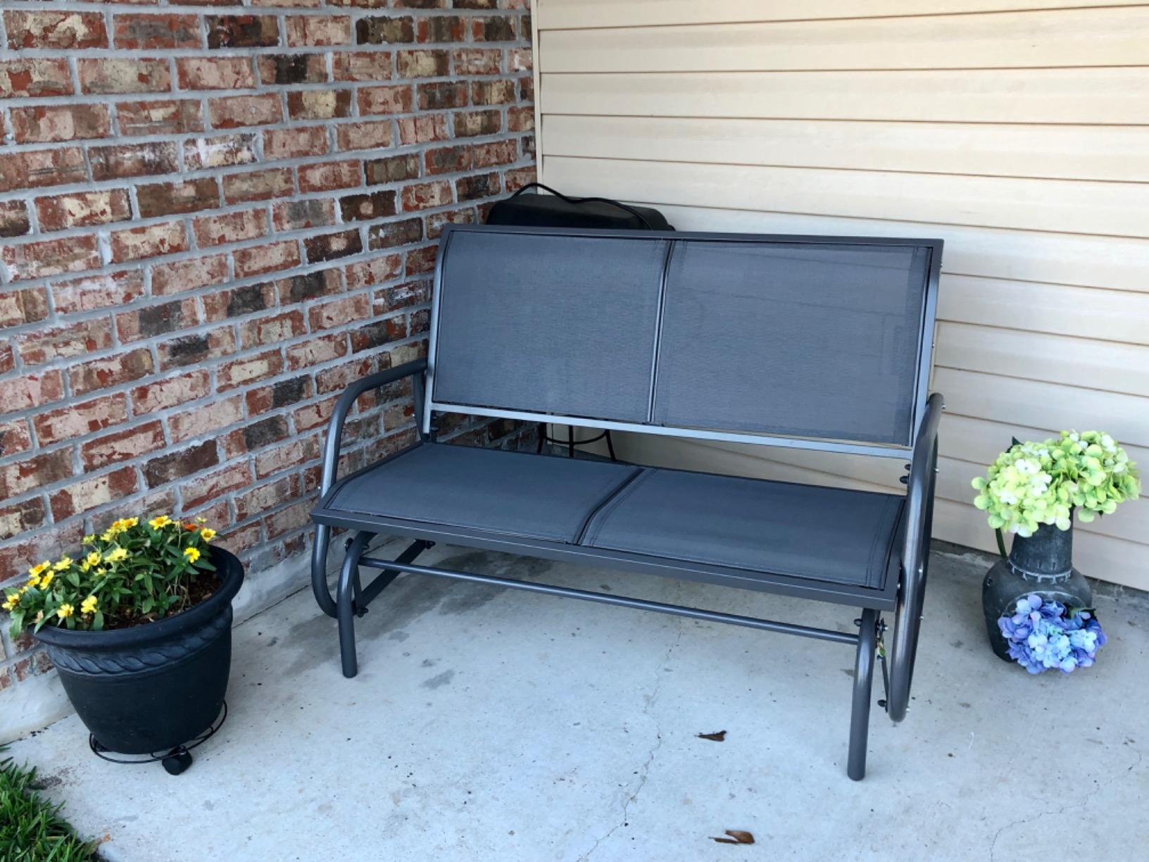 GIANTEX 48 Inch Swing Glider Chair, 2 People Swing Lounge Glider Chair customer photo 1