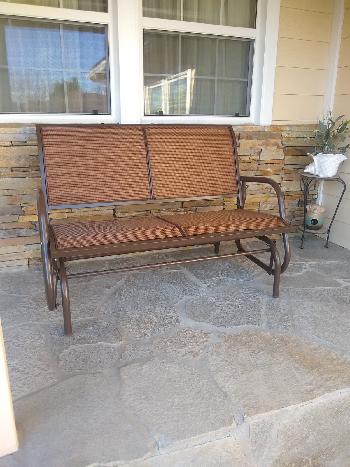 GIANTEX 48 Inch Swing Glider Chair, 2 People Swing Lounge Glider Chair customer photo 2