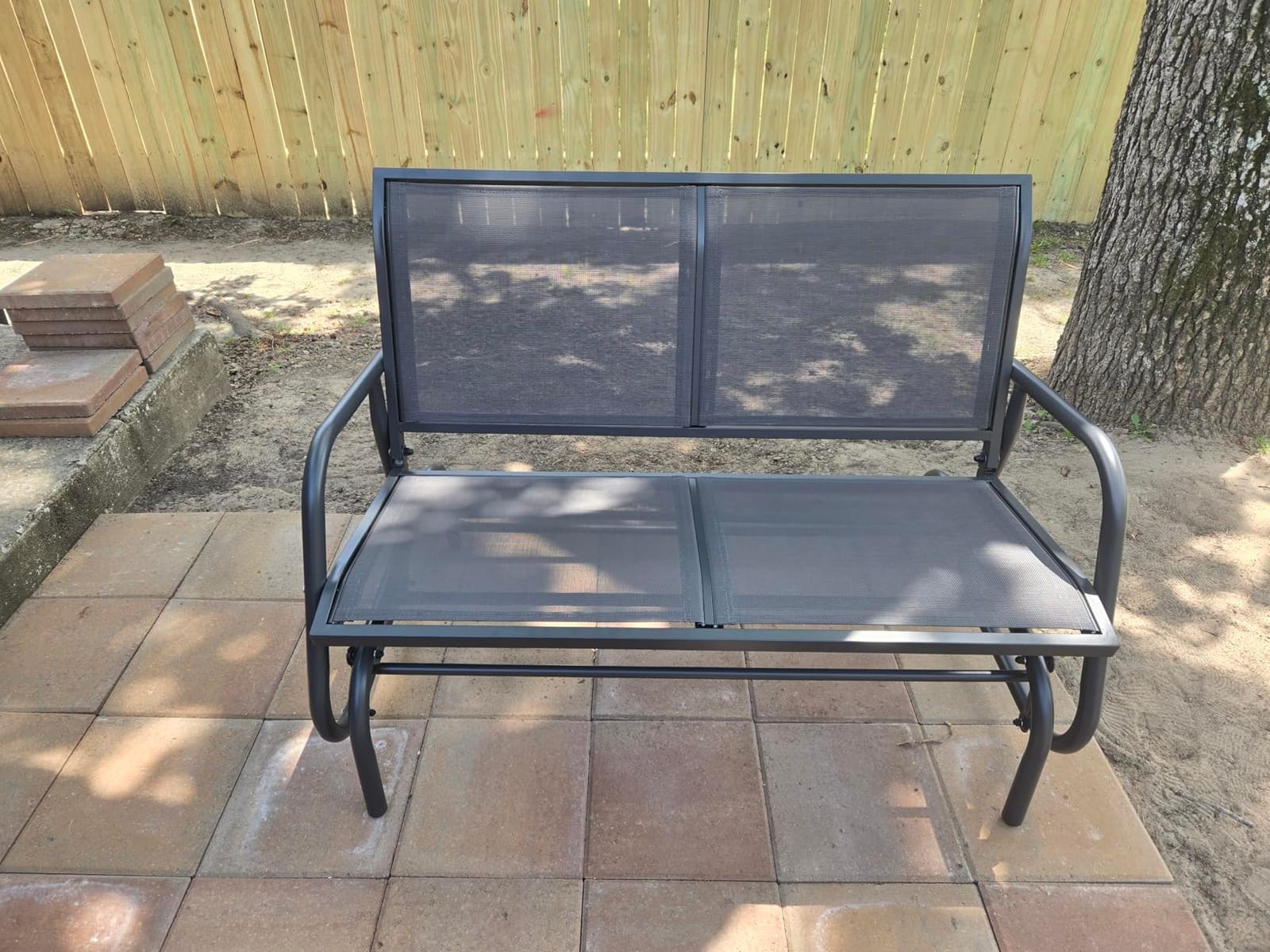 Outsunny 2-Person Outdoor Glider Bench with Steel Frame, Gray customer photo 1