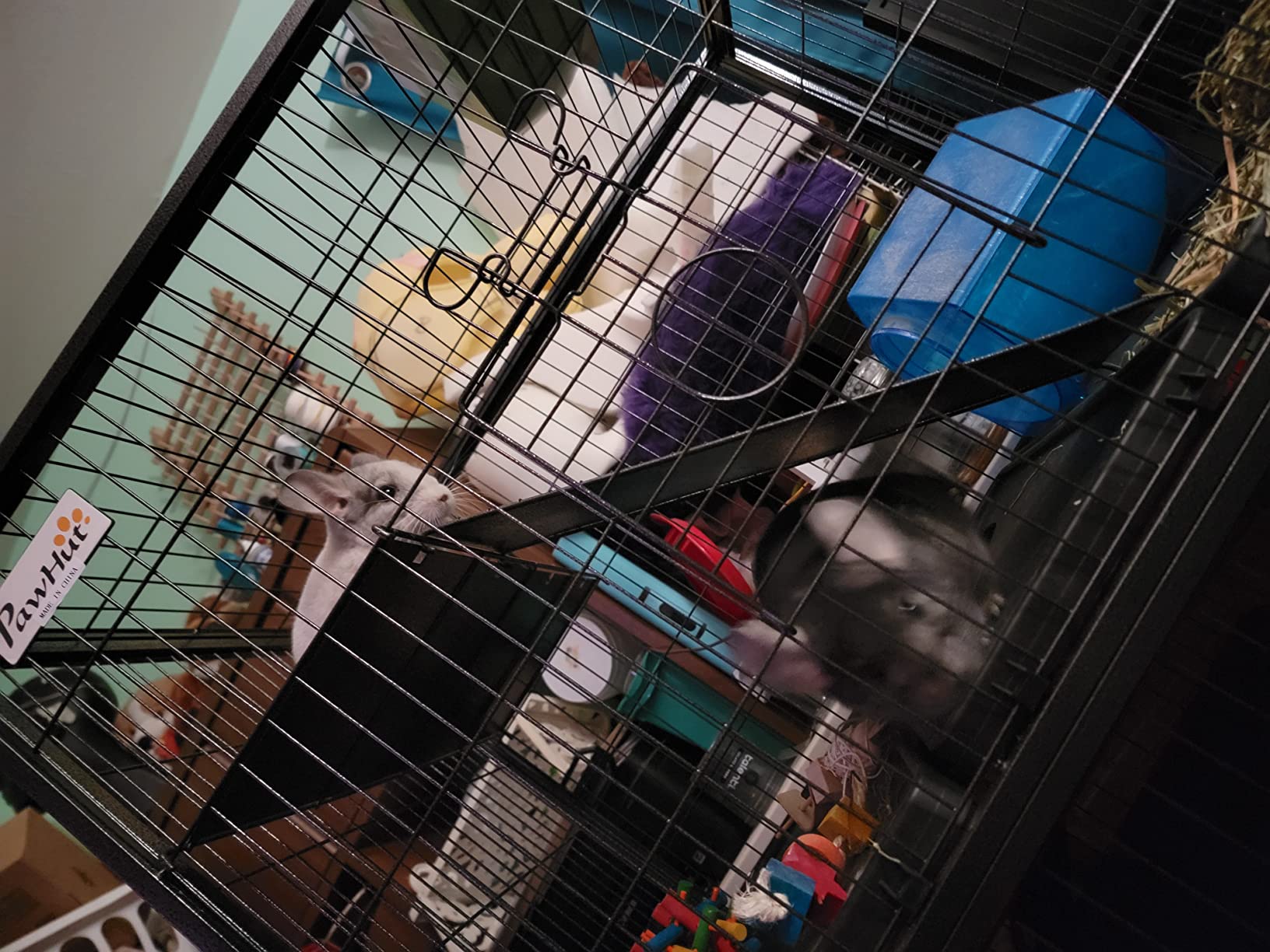 PawHut Metal Small Animal Cage, 4-Tiers Rolling Big Ferret Cage, Gray customer photo 1