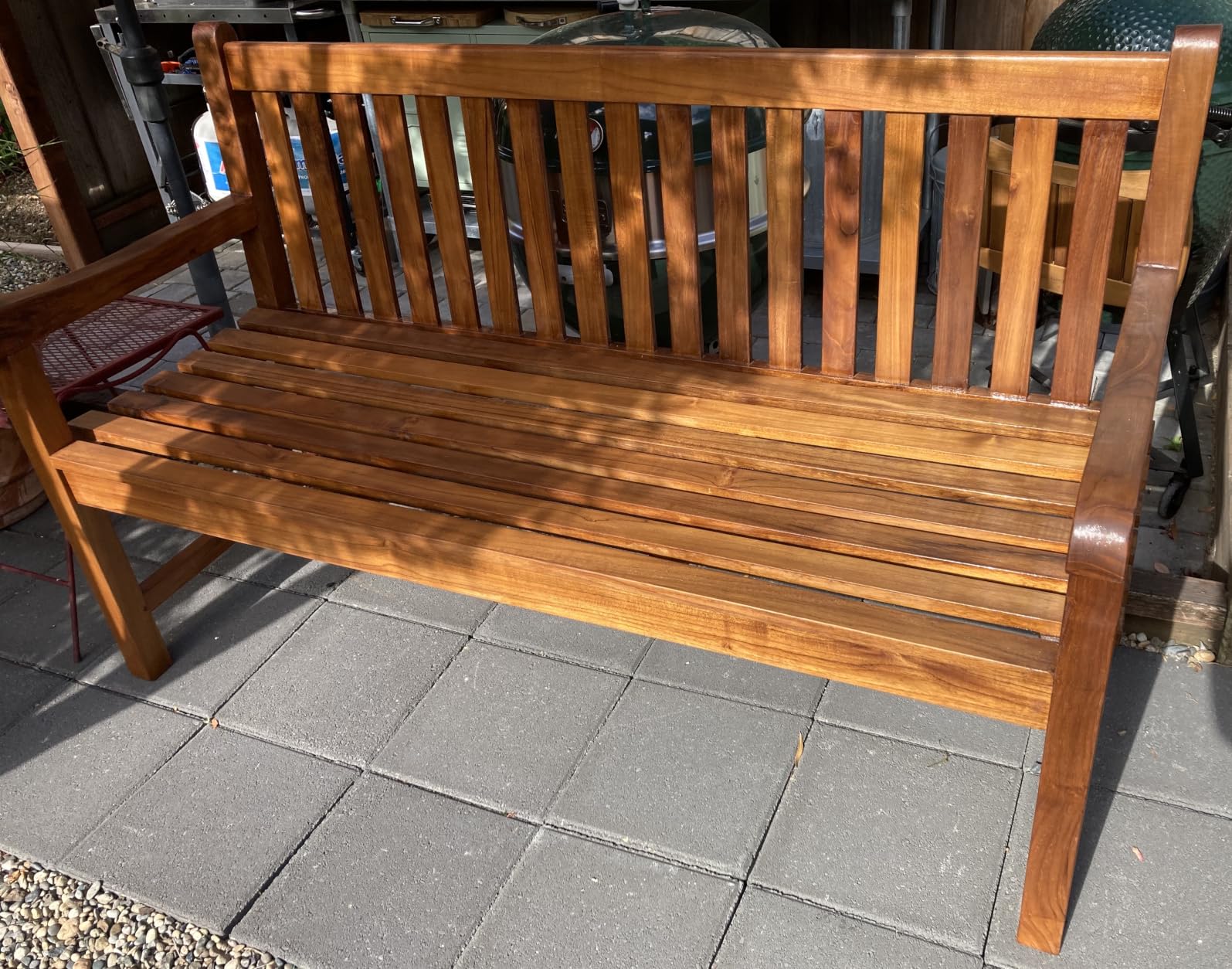Sunnydaze Wooden Outdoor Teak Bench with Backrest, 59” W, Light Brown customer photo 1
