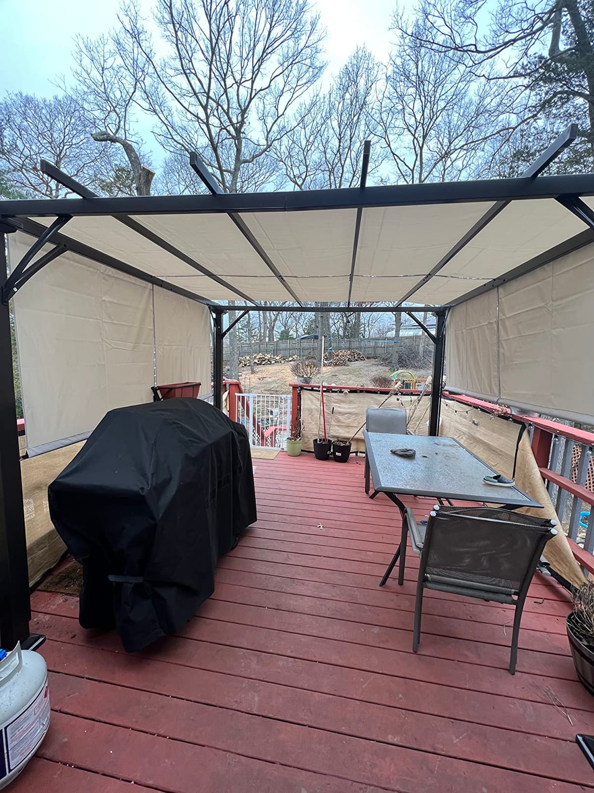 Tangkula 10x10FT Outdoor Patio Shade Structure, Steel Pergola with Retractable Canopy Shades, Rustproof Metal for Patio, Backyard, Garden (Beige) customer photo 1
