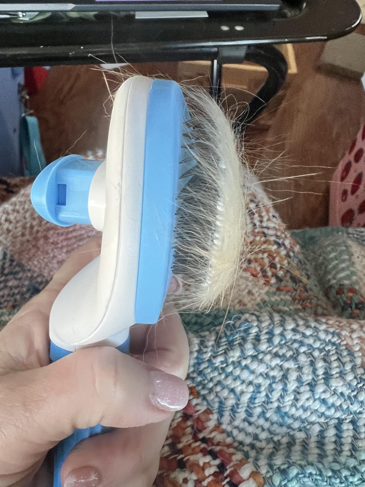 Depets Self Cleaning Slicker Brush, Dog Cat Bunny Pet Grooming Shedding Brush - Easy to Remove Loose Undercoat, Pet Massaging Tool Suitable for Pets with Long or Short Hair customer photo 1