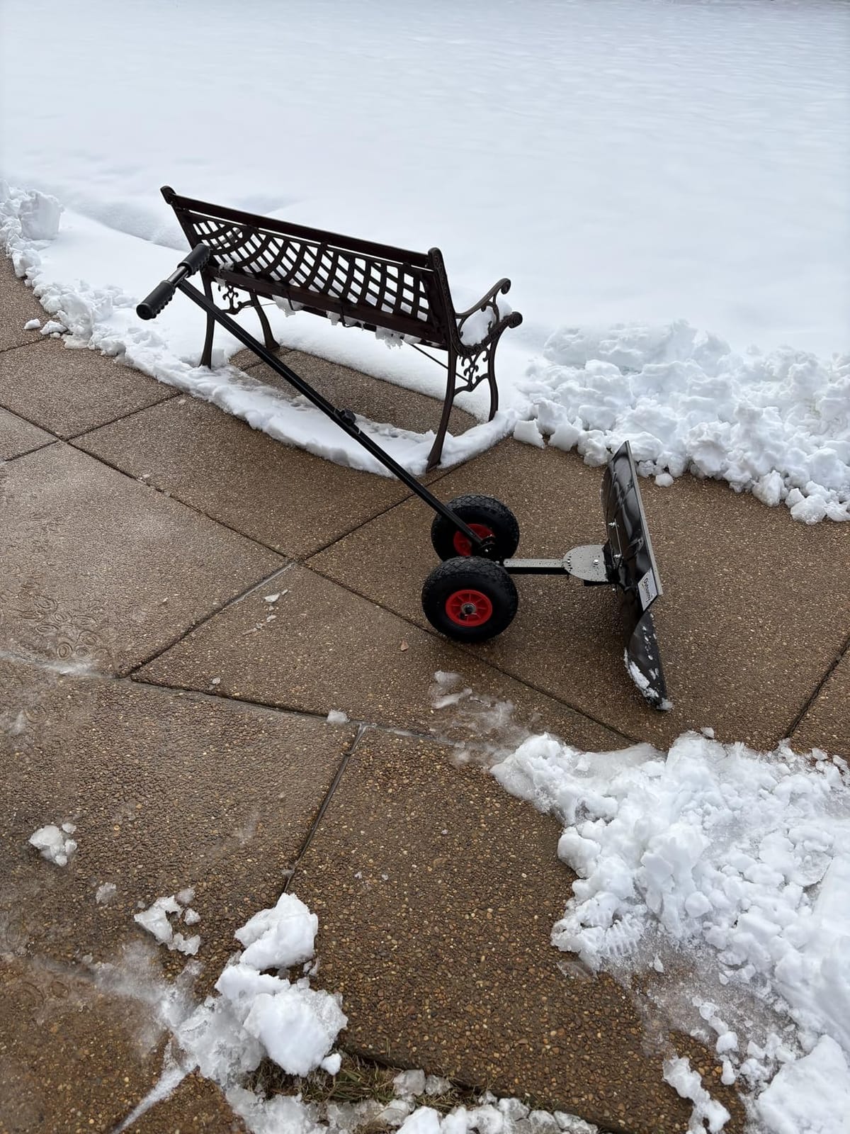Outsunny Snow Shovel with Wheels Snow Pusher 29