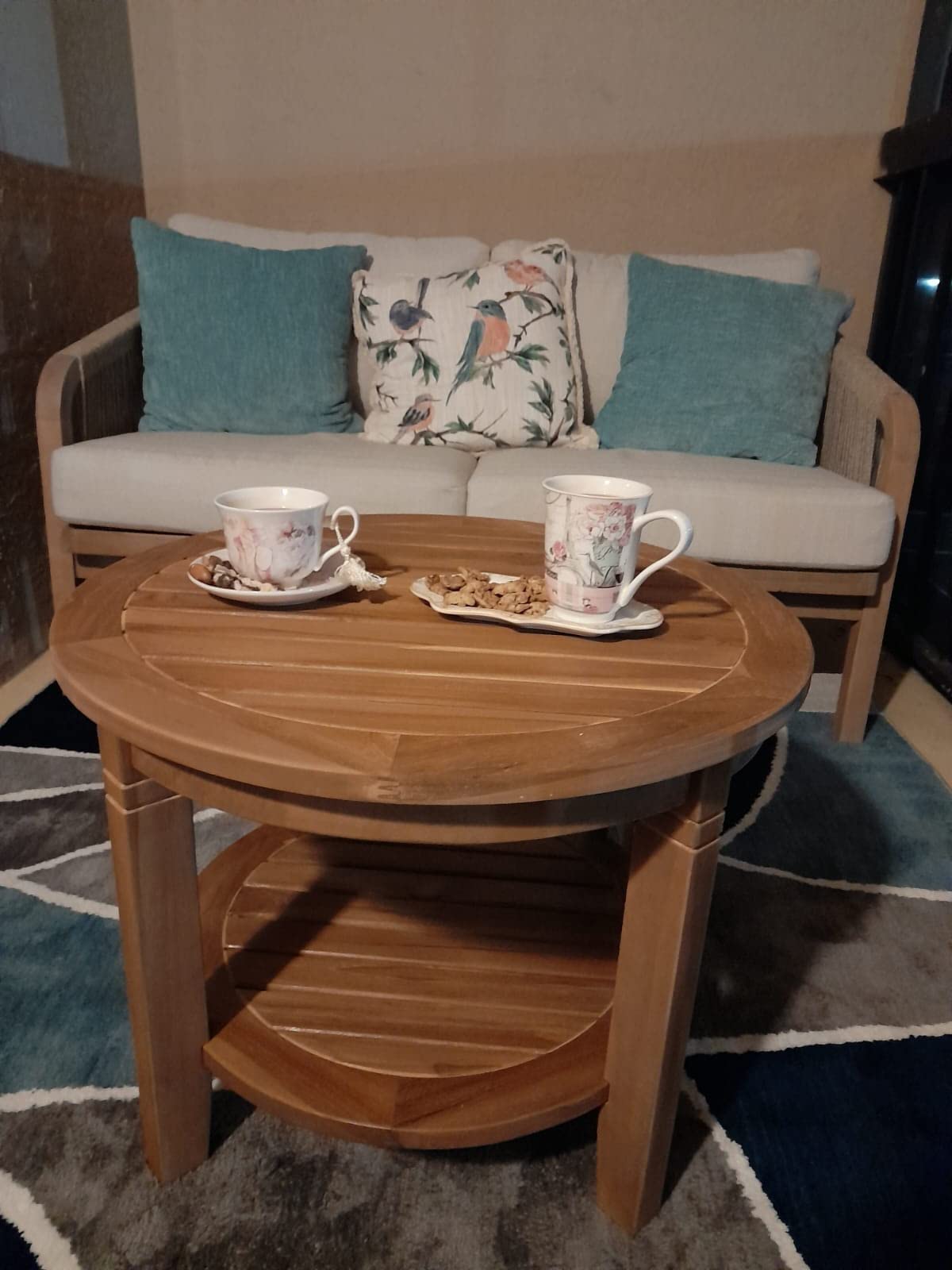 Cambridge Casual Arie Wood Patio Side Table, Plantation Teak, 18 Inch/Natural Teak customer photo 2