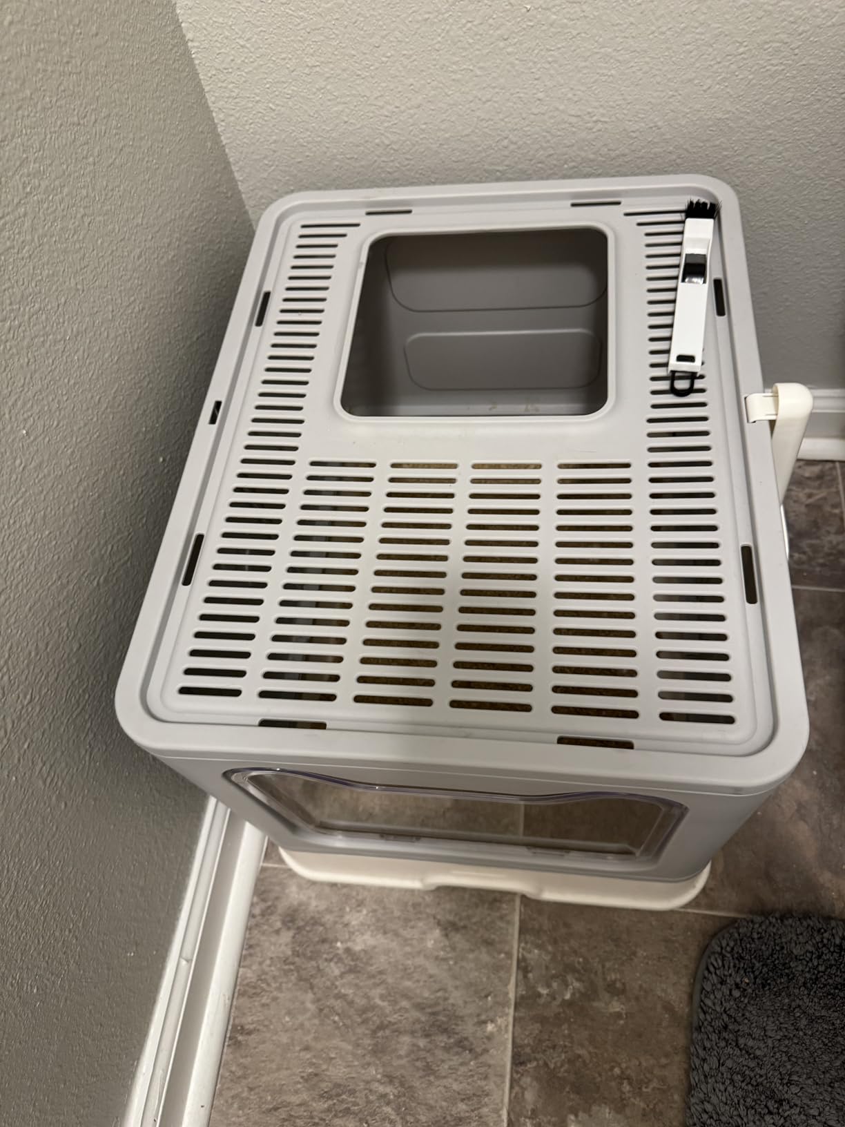Foldable Cat Litter Box with Lid, Enclosed Potty, Large Top Entry Anti-Splashing Toilet, Easy to Clean Including Litter Scoop and 2-in-1 Cleaning Brush (Blue) customer photo 2