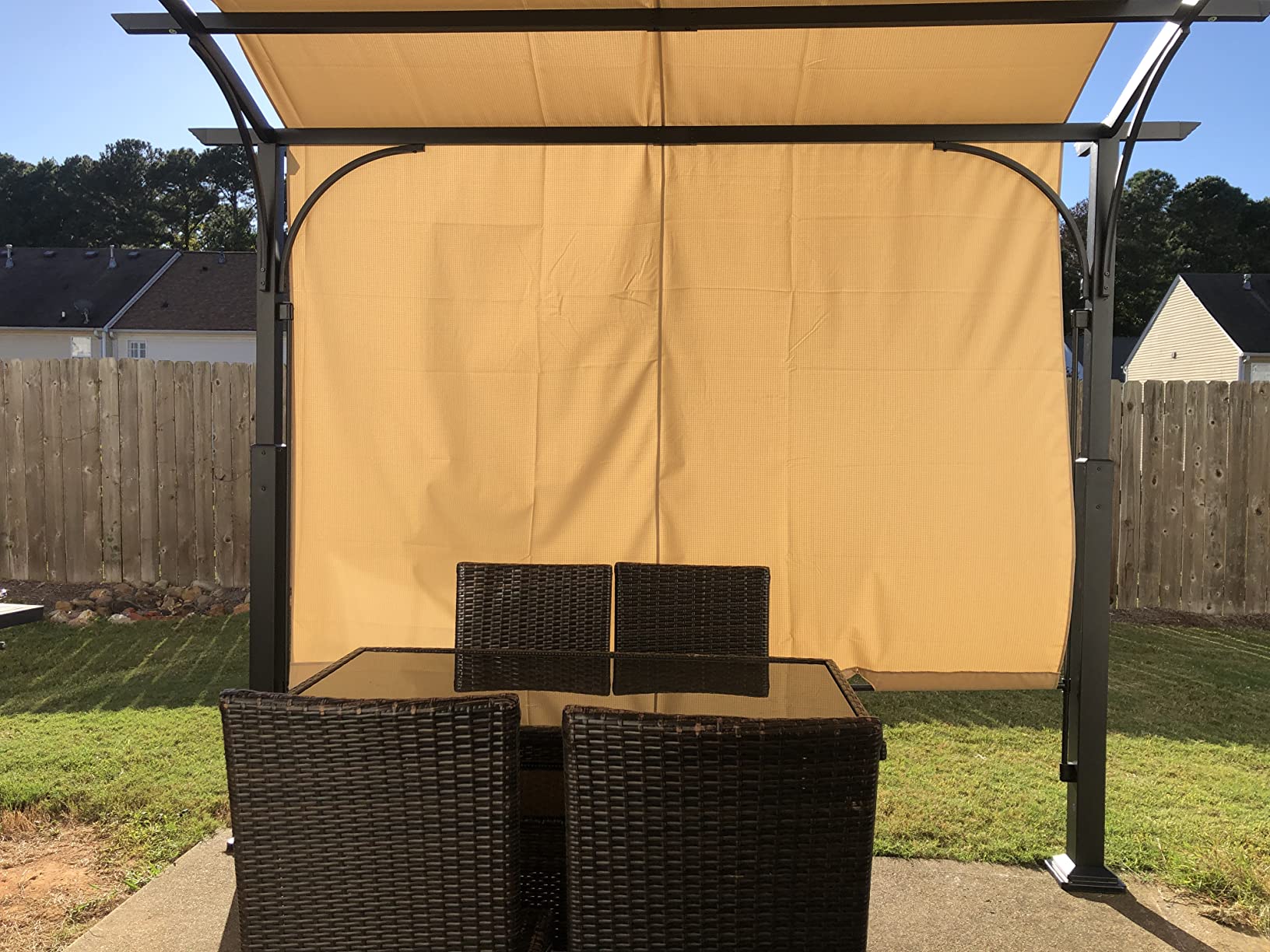 Patio Pergola with Retractable Shade - ABCCANOPY 10x10 Outdoor Retractable Pergola with Sun Shade Aluminum Shelter for Garden, Deck, Lawn, Porch & Backyard (Dark Gray) customer photo 2