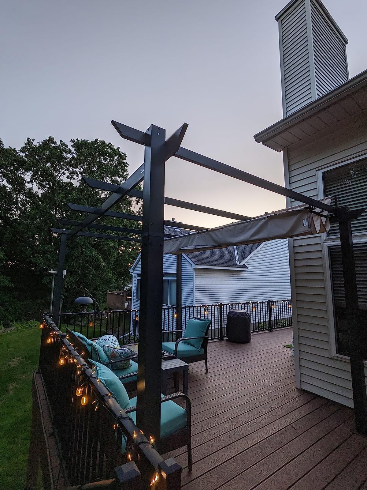 Domi Outdoor Living 10’ X 13’ Outdoor Retractable Pergola with Weather-Resistant Canopy Aluminum Garden Pergola Patio Grill Gazebo for Courtyard customer photo 1