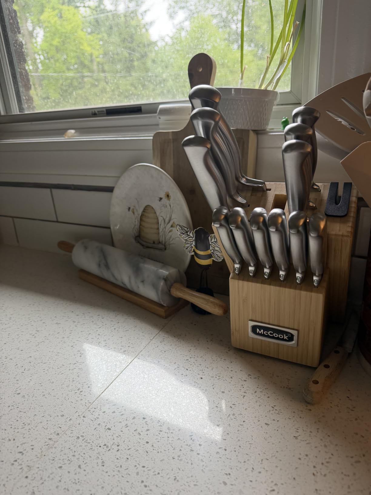 McCook Knife Set Kitchen Steel Knife Block Set w Built-in Sharpener customer photo 1
