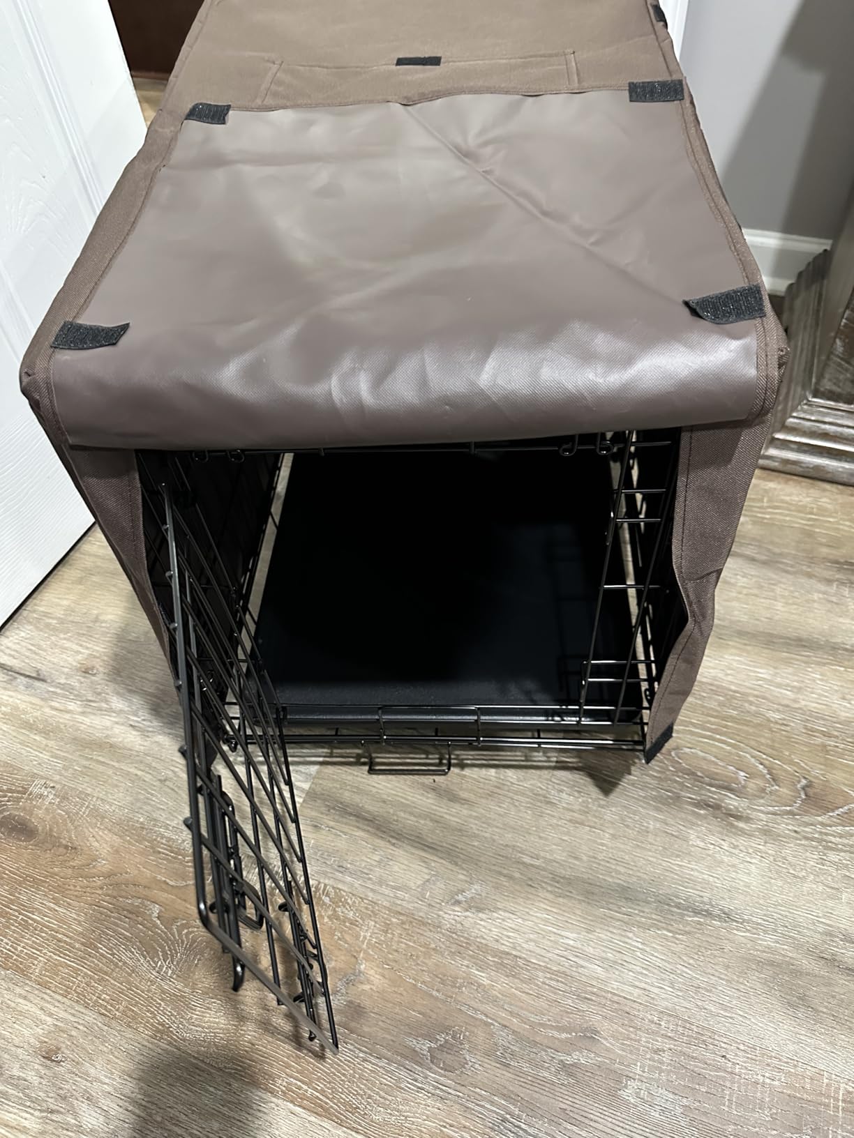 DONORO Dog Crates for Small Medium Size Dogs Indoor Double Door Dog Kennels & Houses for Puppy and Cats, Collapsible Metal Contour Dog Cages (Brown, 30.0