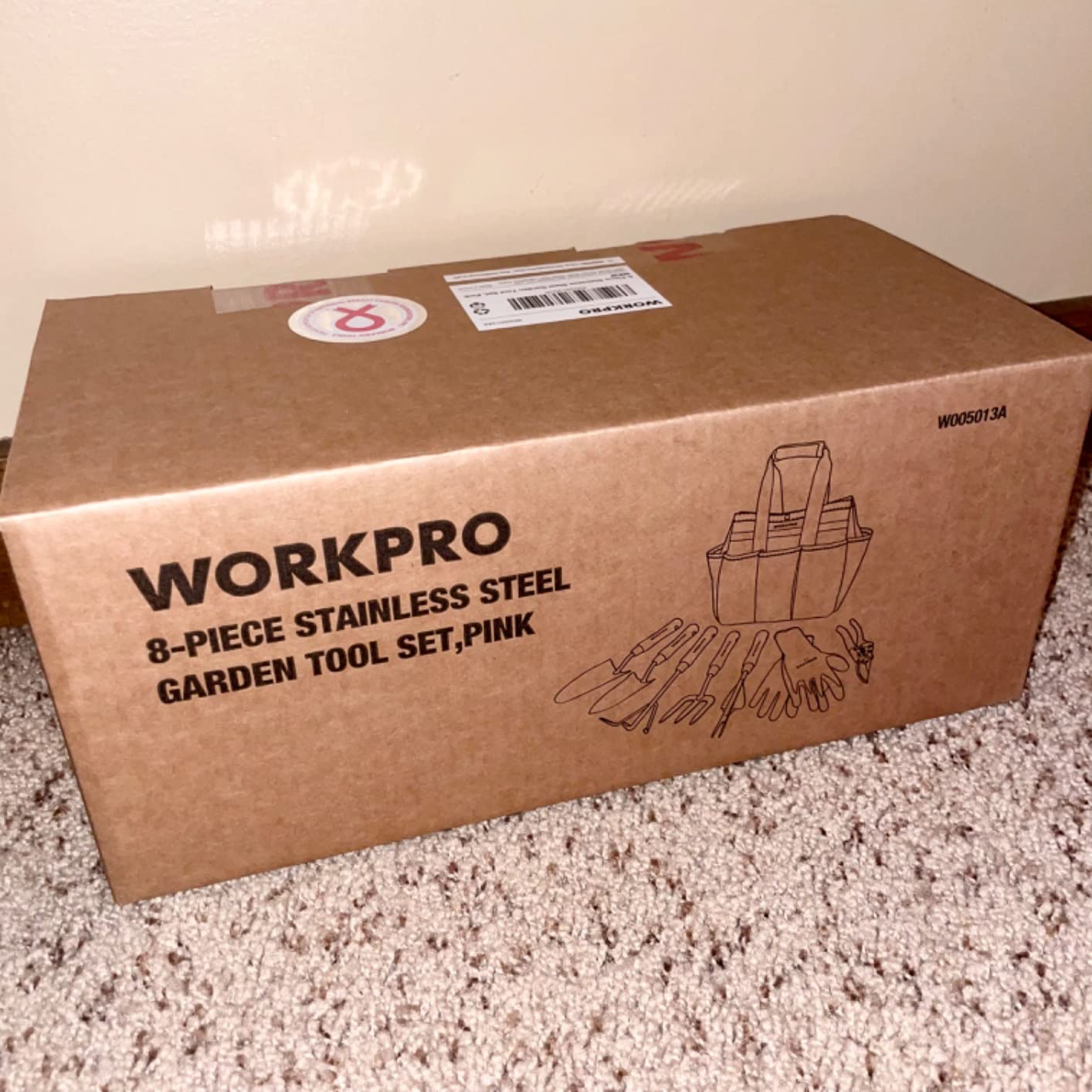 WORKPRO 8-Piece Pink Garden Tool Set with Garden Bag and Gloves- Pink customer photo 1
