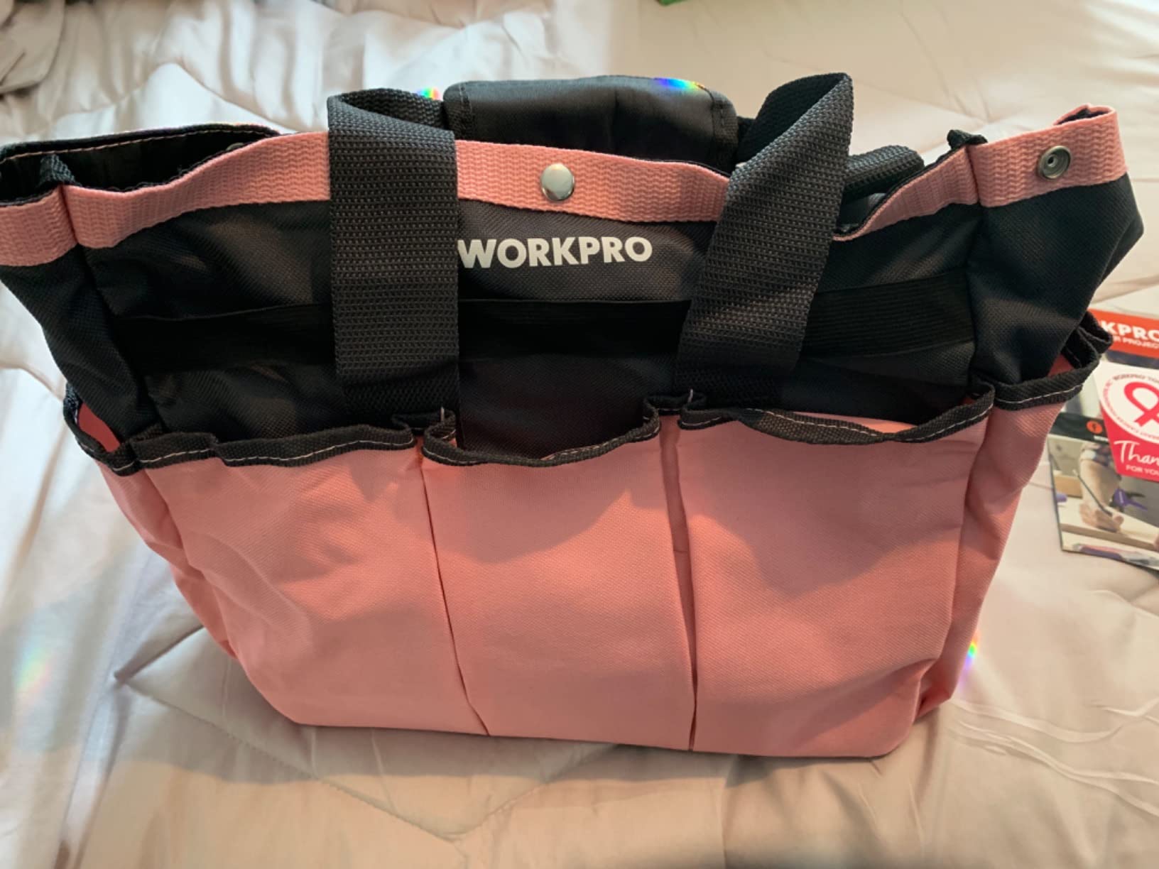 WORKPRO 8-Piece Pink Garden Tool Set with Garden Bag and Gloves- Pink customer photo 2