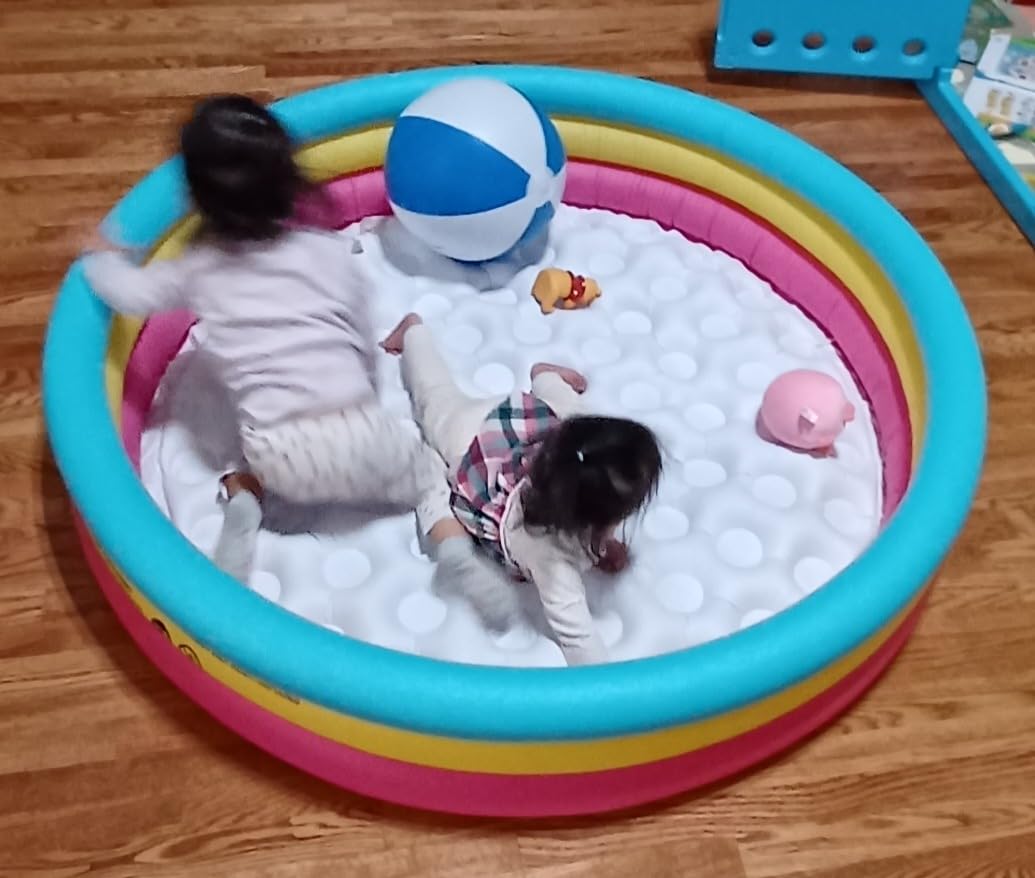 Inflatable Play Center, EVAJOY Kiddie Pool with Slide for Children, Sprinkler, Ice & Snow Theme with Inflatable Dolls, Easy Setup for Garden, Backyard, Indoor Usage customer photo 2