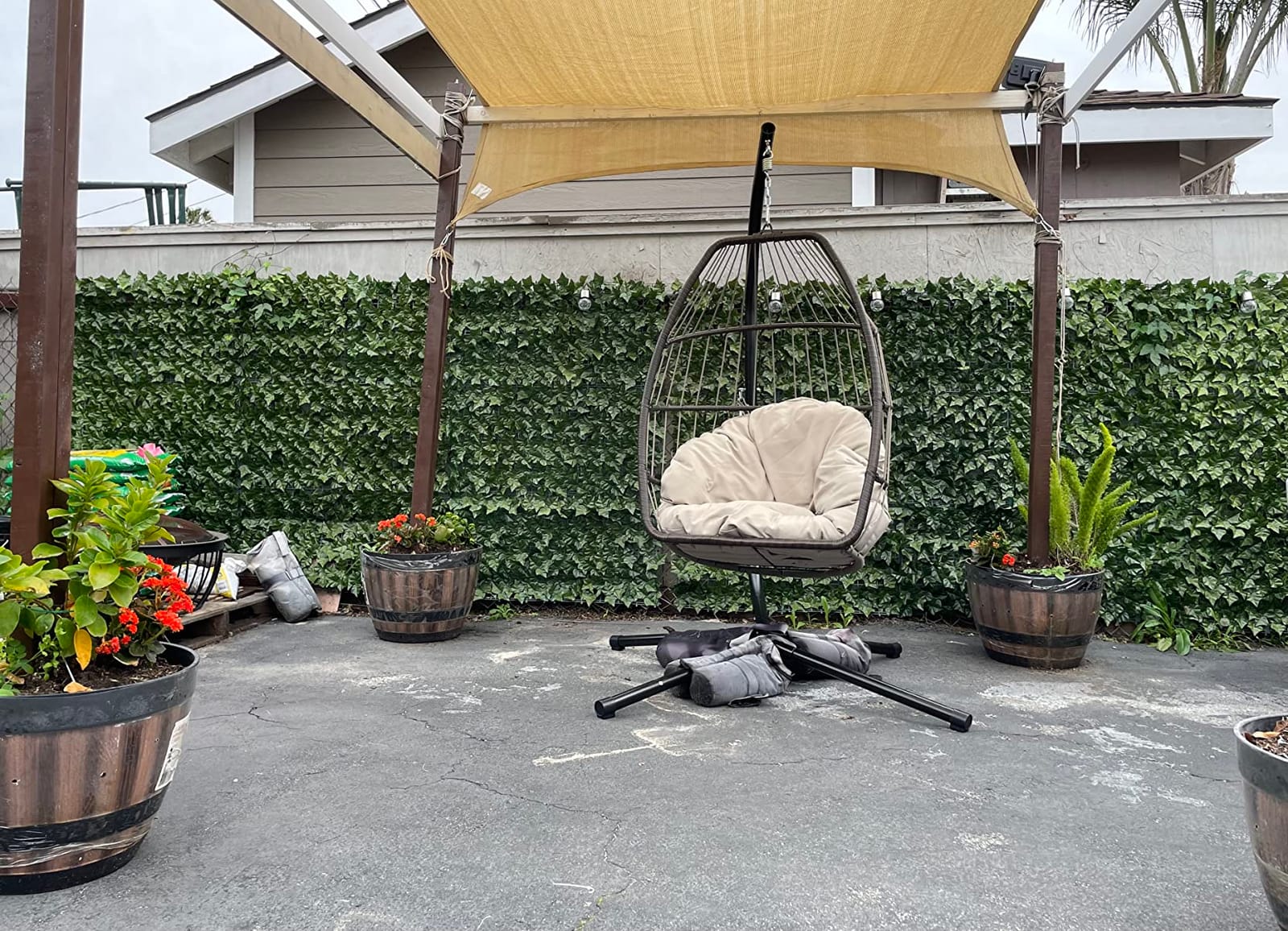 Egg Chair Hammock Chair Basket Chair Hanging Swing Chair UV Resistant Cushion with Stand for Indoor Bedroom Outdoor Garden Backyard customer photo 2