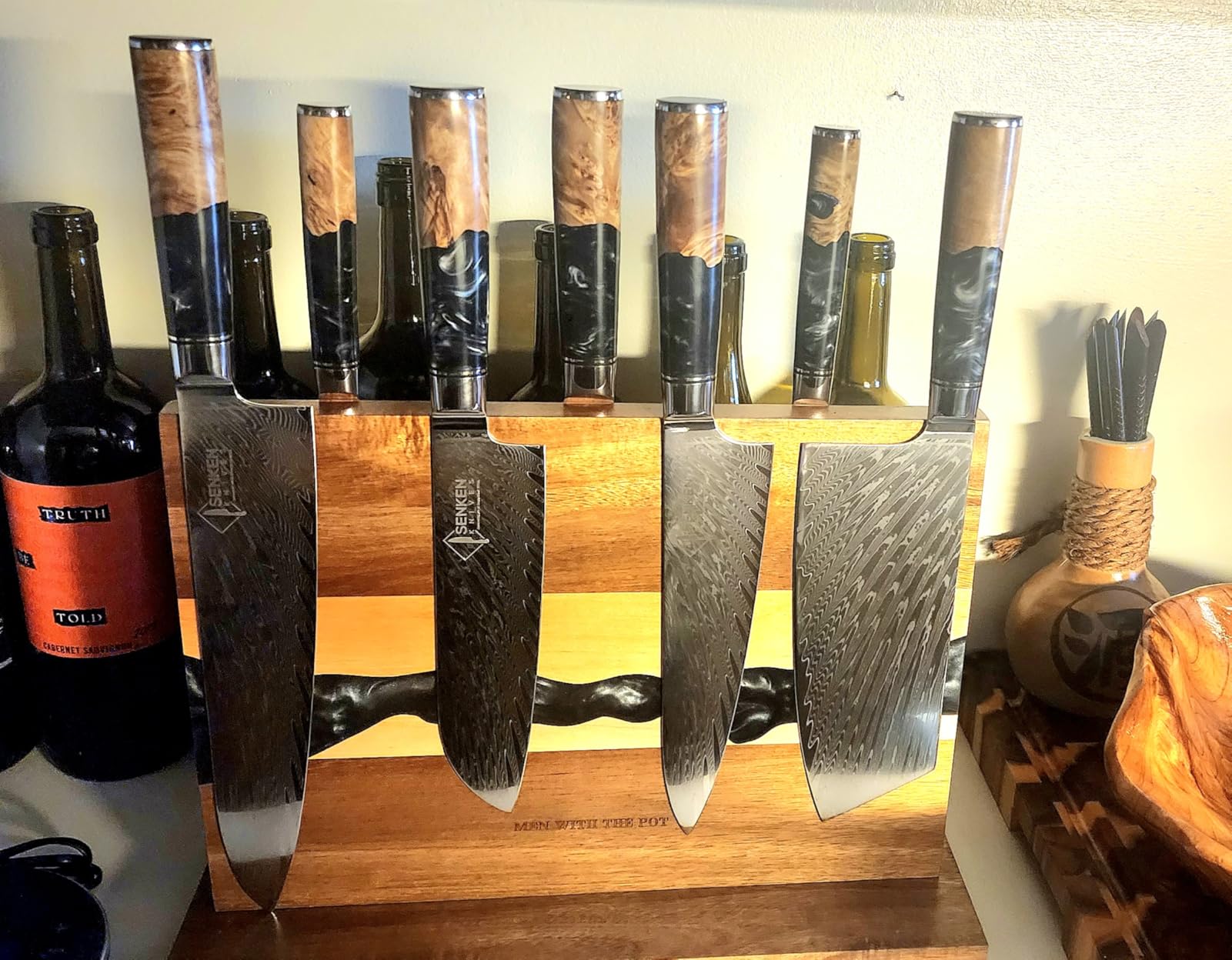SENKEN 7-Piece Damascus Kitchen Knife Set - Tsunami Collection - 67-Layer Japanese VG10 Steel - Chef's Knife, Cleaver, Santoku, Bread, Boning, & More customer photo 2