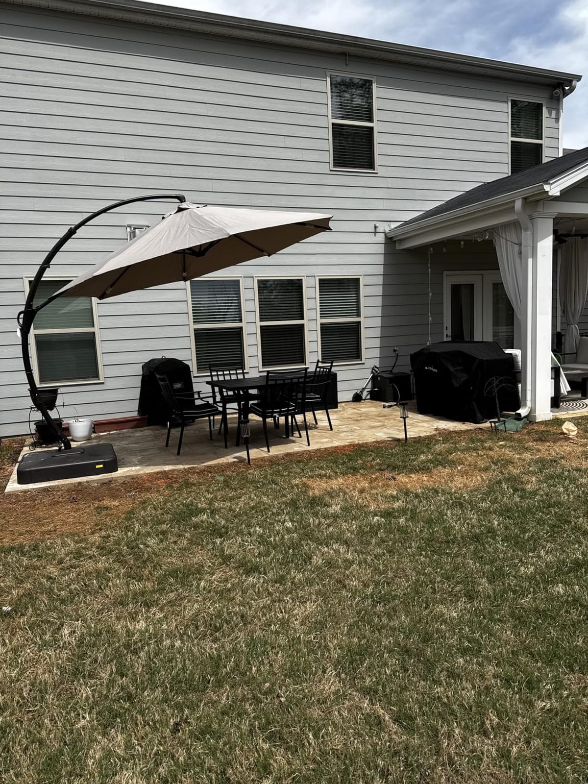 LAUSAINT HOME Outdoor Patio Umbrella with Base included, 11 FT Deluxe Curvy Cantilever Umbrella Heavy Duty Offset Hanging Umbrella with 360° Rotation for Market, Pool, Garden, Backyard, Deck (Beige) customer photo 1