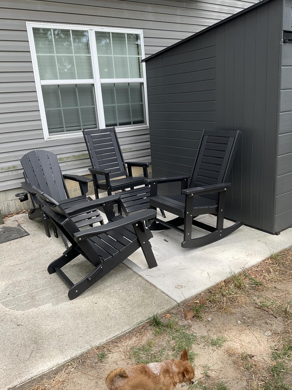 GREENVINES Oversized Outdoor Rocking Chairs Set of 2, HDPE Rocker, Black customer photo 1
