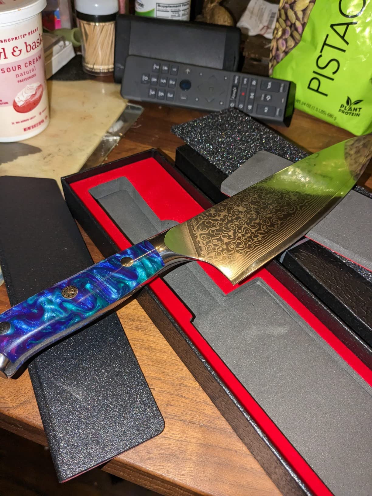 Chef Knife - 8 inch - Xuan Series - VG10 Damascus Steel Kitchen Knife - Resin Handle (Sapphire Blue) customer photo 1