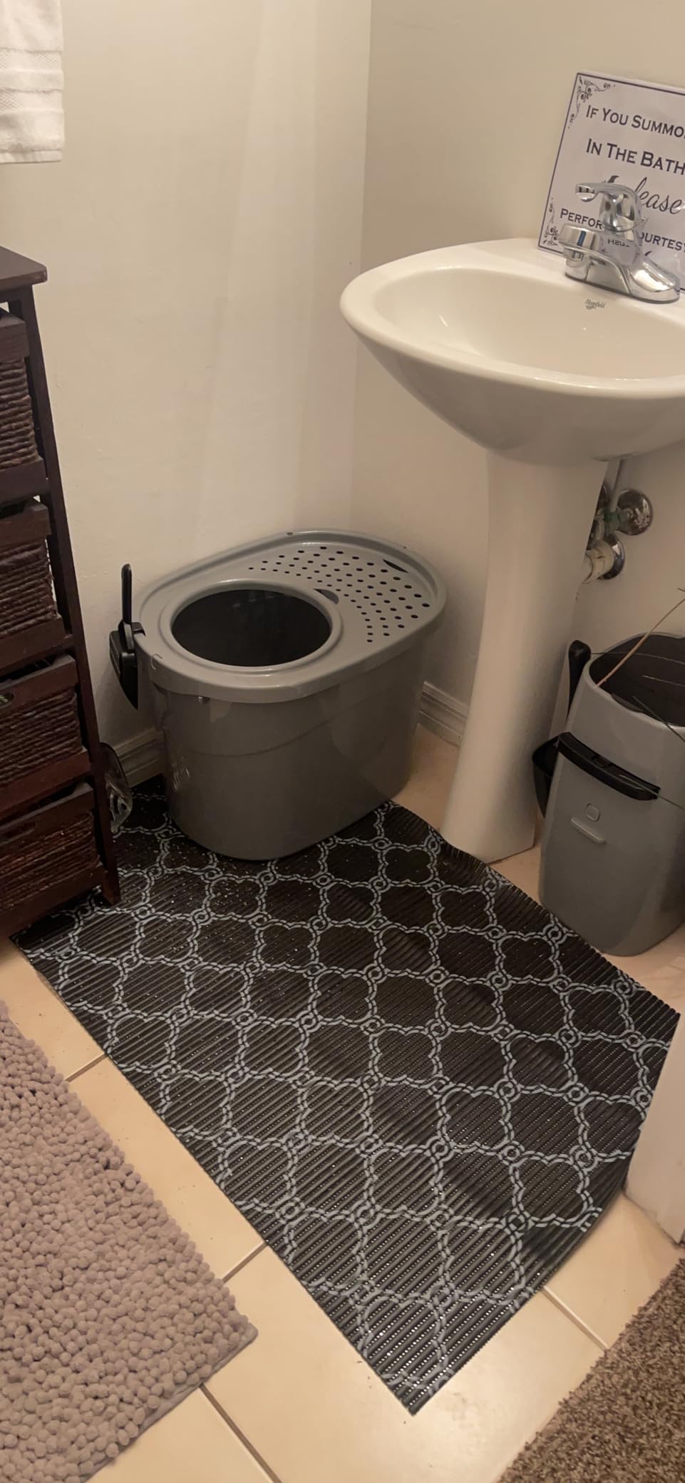 Amazon Basics Large Cat Litter Box with High Sides, Top Entry, Odor Control, Includes Scoop, 20.5 x 14.75 x 14.38 inches, Grey customer photo 2
