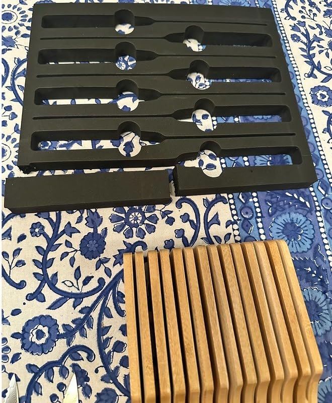 In-Drawer Knife Block Organizer - Bamboo Wood Drawer Knife Organizer-Protecting Knife Organizer Block (Not Included) (Natural, 11 Knives Dock) customer photo 1