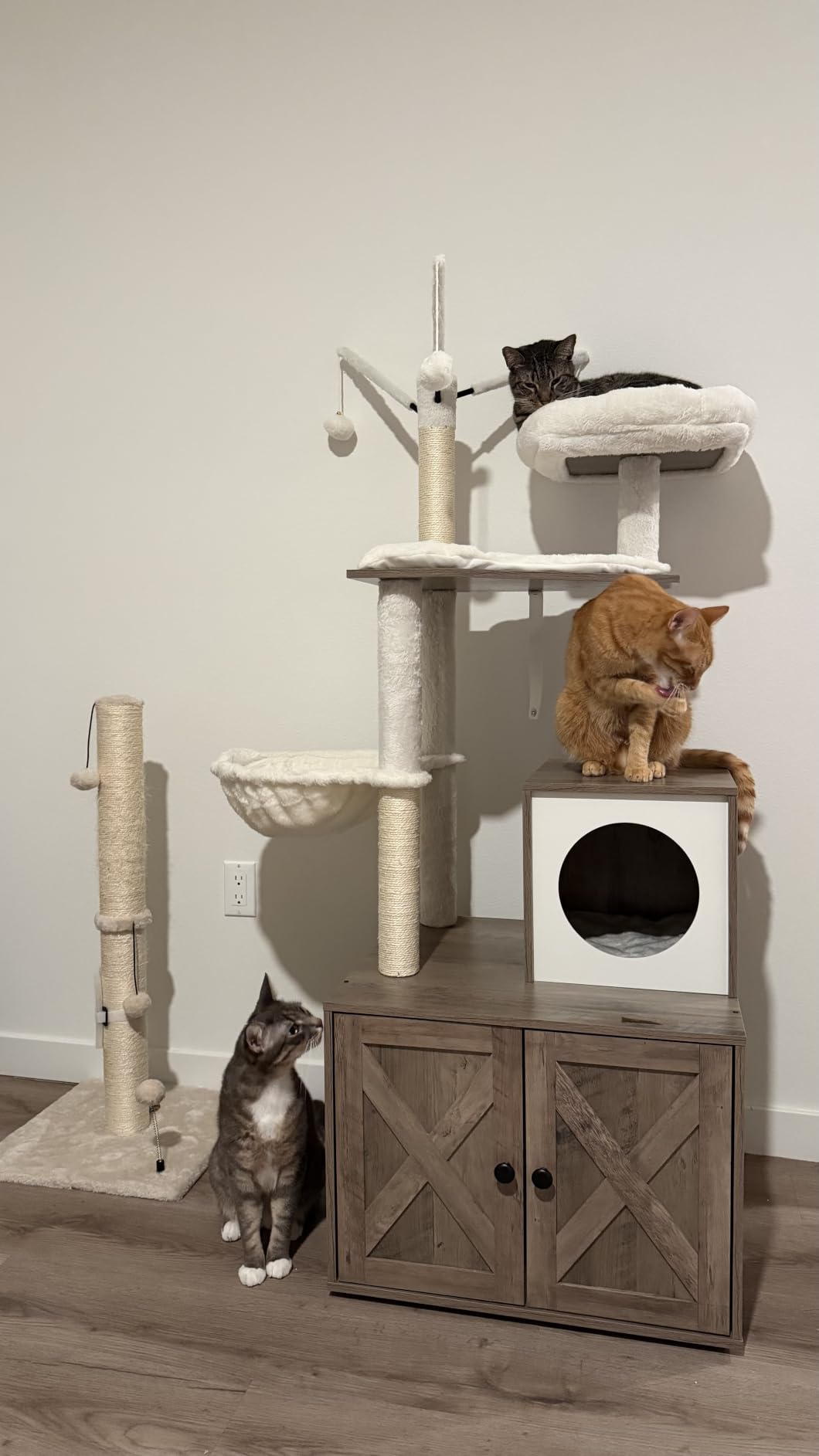 Feandrea Cat Tree with Litter Box Enclosure, 59-Inch, 2-in-1 Condo customer photo 1