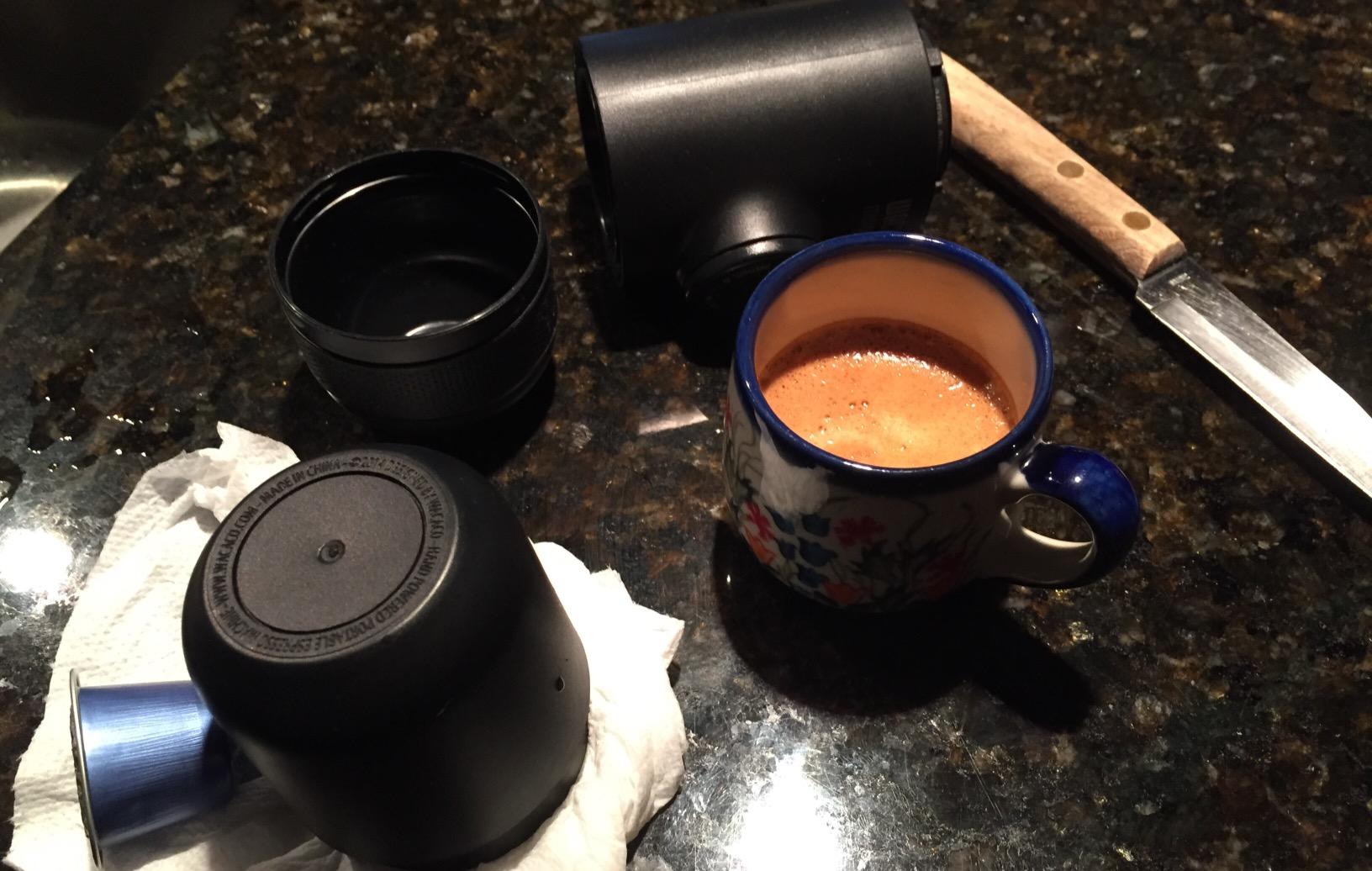 WACACO Minipresso NS2, Portable Espresso Machine, Compatible Original NS Capsules, Travel Coffee Maker, Manually Operated from Piston Action (Stone Beige) customer photo 1