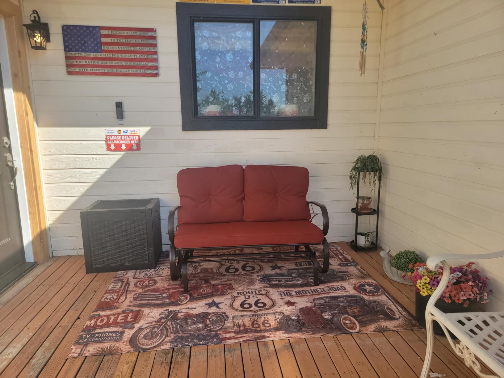 Crownland Outdoor Patio Glider Chair for 2-Person, Red customer photo 2