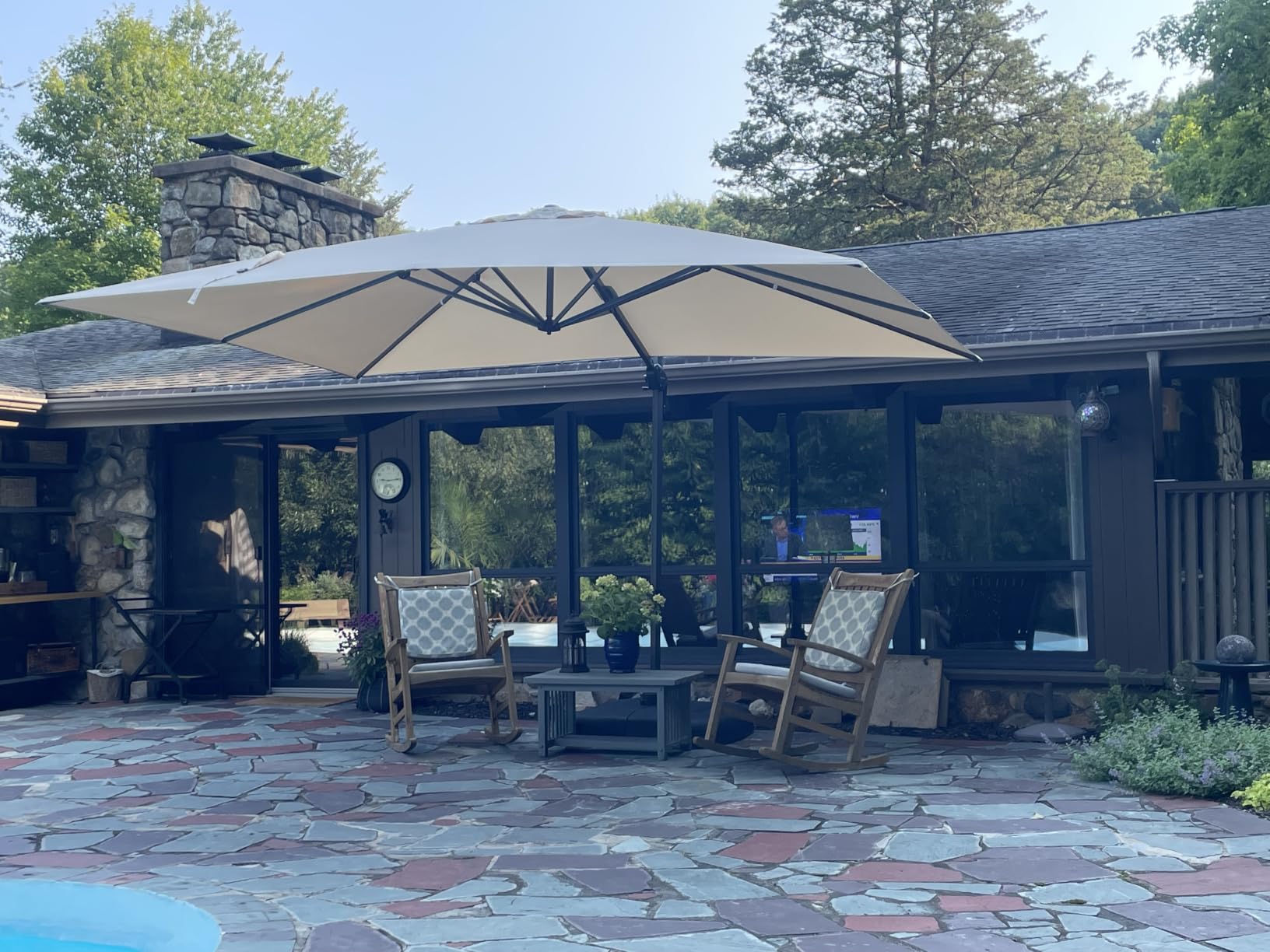 PURPLE LEAF Patio Cantilever Umbrella 10' x 13' Large Space for Pool Grey customer photo 2