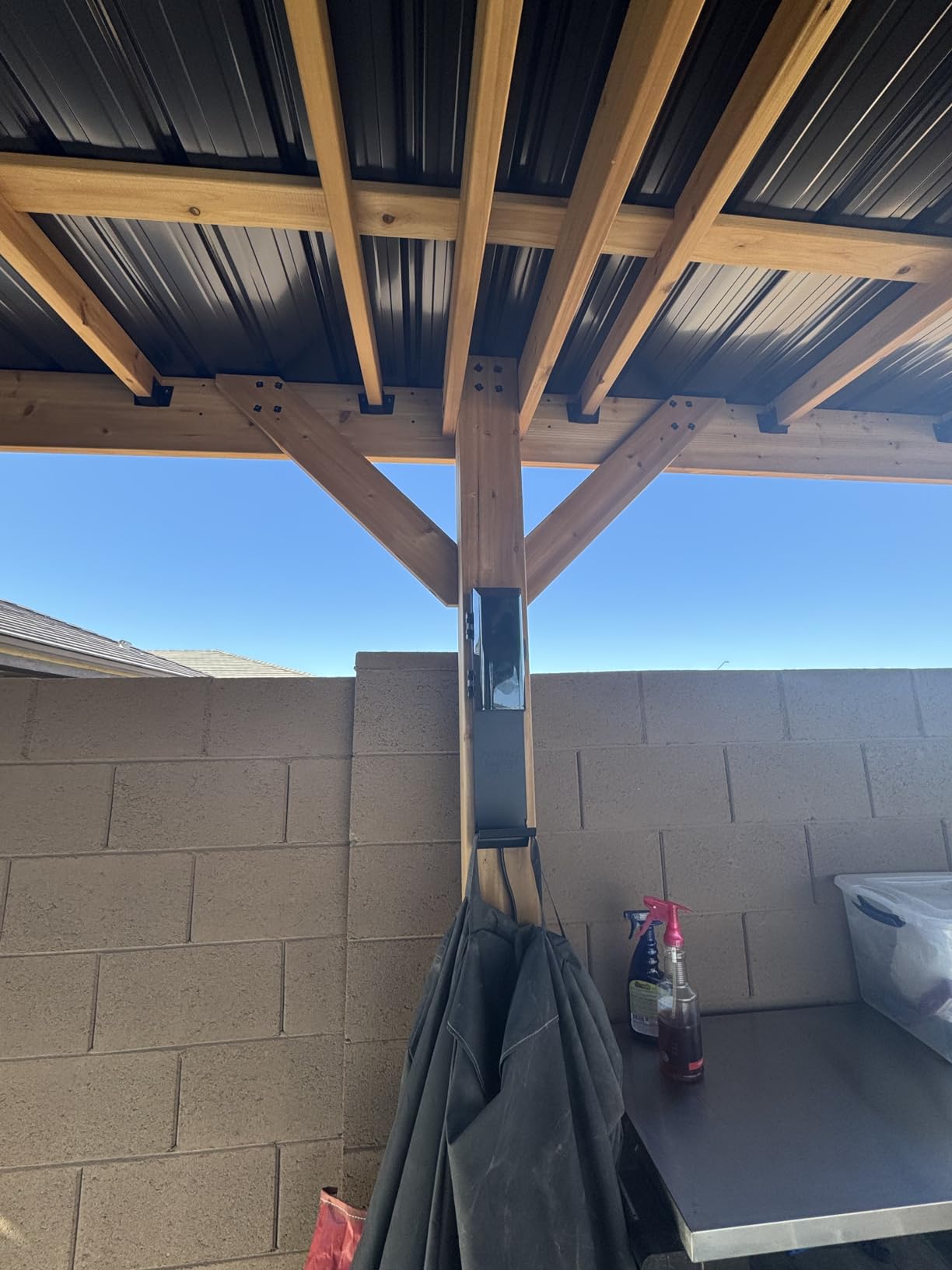 Backyard Discovery Arcadia 12' x 9.5' Cedar Wood Outdoor Gazebo Pavilion with Hardtop Galvanized Steel Slope Roof, Snow Support, Wind Resistance, PowerPort, Shade for Garden, Patio, Deck, Entertaining customer photo 1