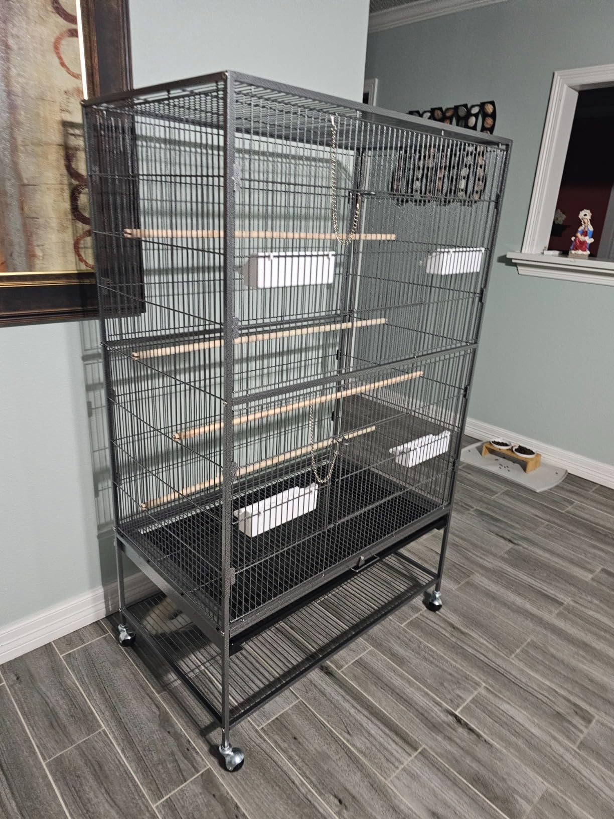 Topeakmart X-Large Parrot Cage Bird Cage with Rolling Stand for Medium Birds Cockatiels Quaker Green Cheek Sun Conure African Grey, 60.5inch customer photo 2