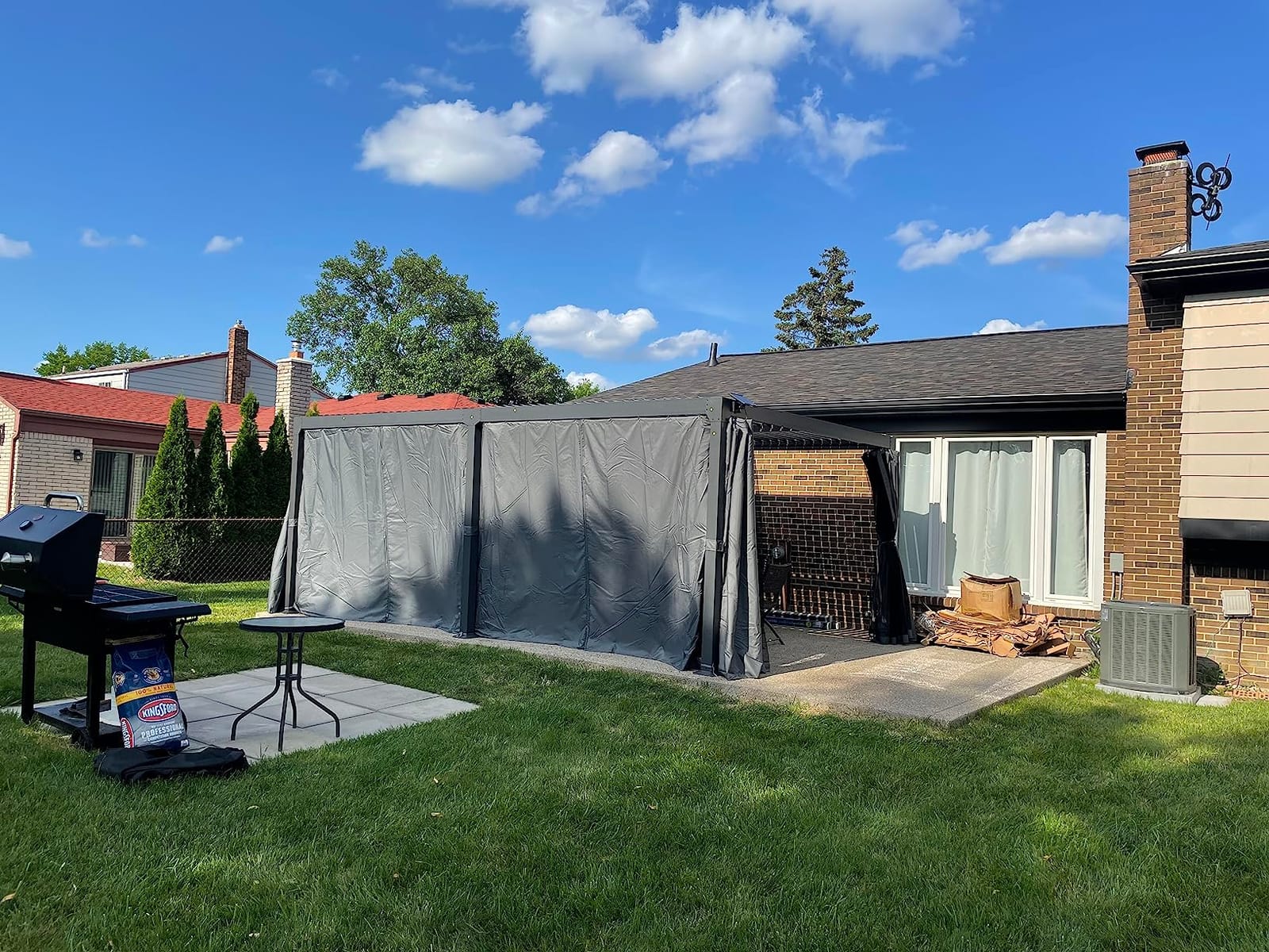 YOLENY Louvered Pergola - 10x12, All Aluminum with Adjustable Rainproof Roof, Outdoor Pergola with Curtains and Nets for Patio & Garden, White customer photo 2