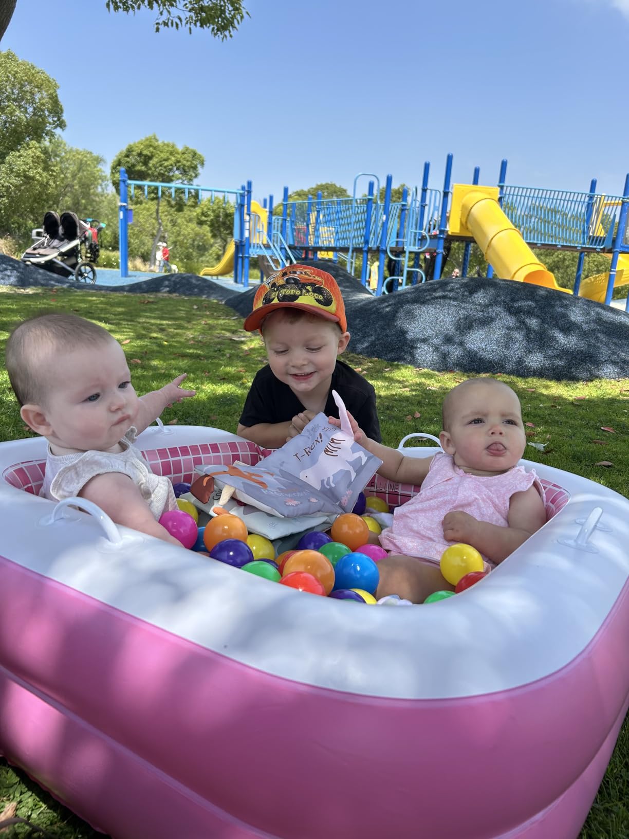 3-in-1 Inflatable Baby Pool, Patented Safety Secure Grip Handles, Soft Floor & Drain - Summer Water Toys, First Birthday Gifts, Kiddie Pool for Ages 1 2 3, 34