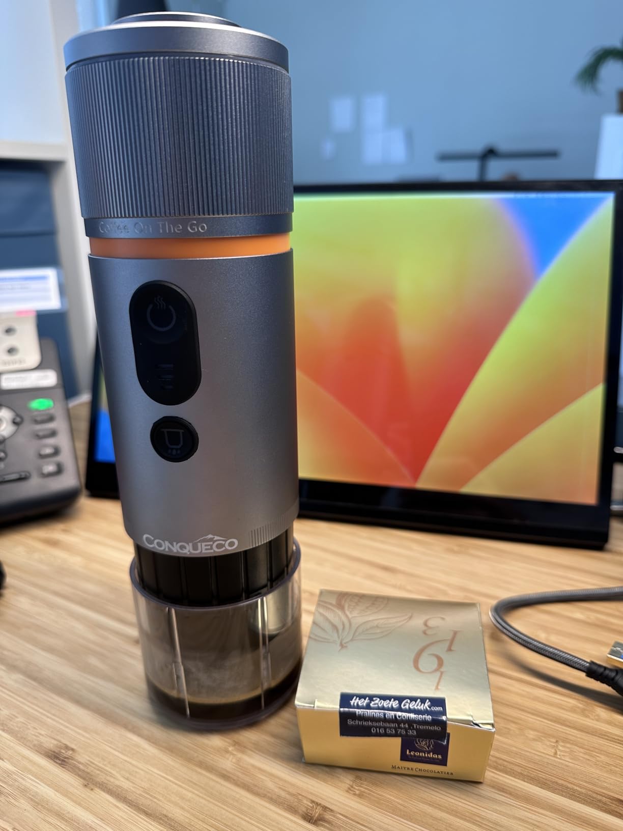 CONQUECO Portable Coffee Machine Travel - 12v Car Espresso Maker with Battery for Camping - Small Electric - 3 Mins Heating - Rechargeable USB Charging customer photo 2