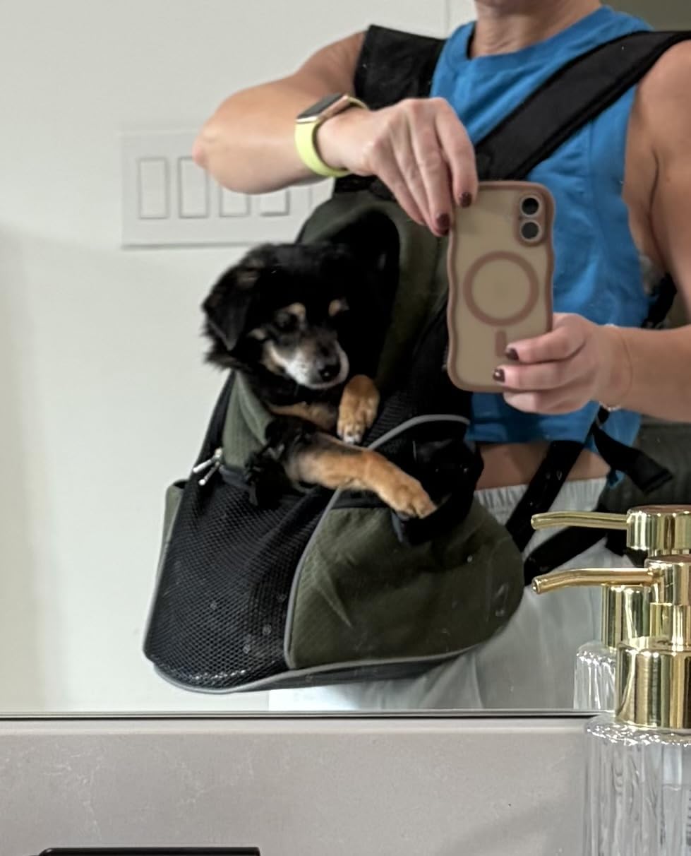 WOYYHO Pet Dog Carrier Backpack, Ventilated Mesh Small Dog Front Backpack customer photo 2