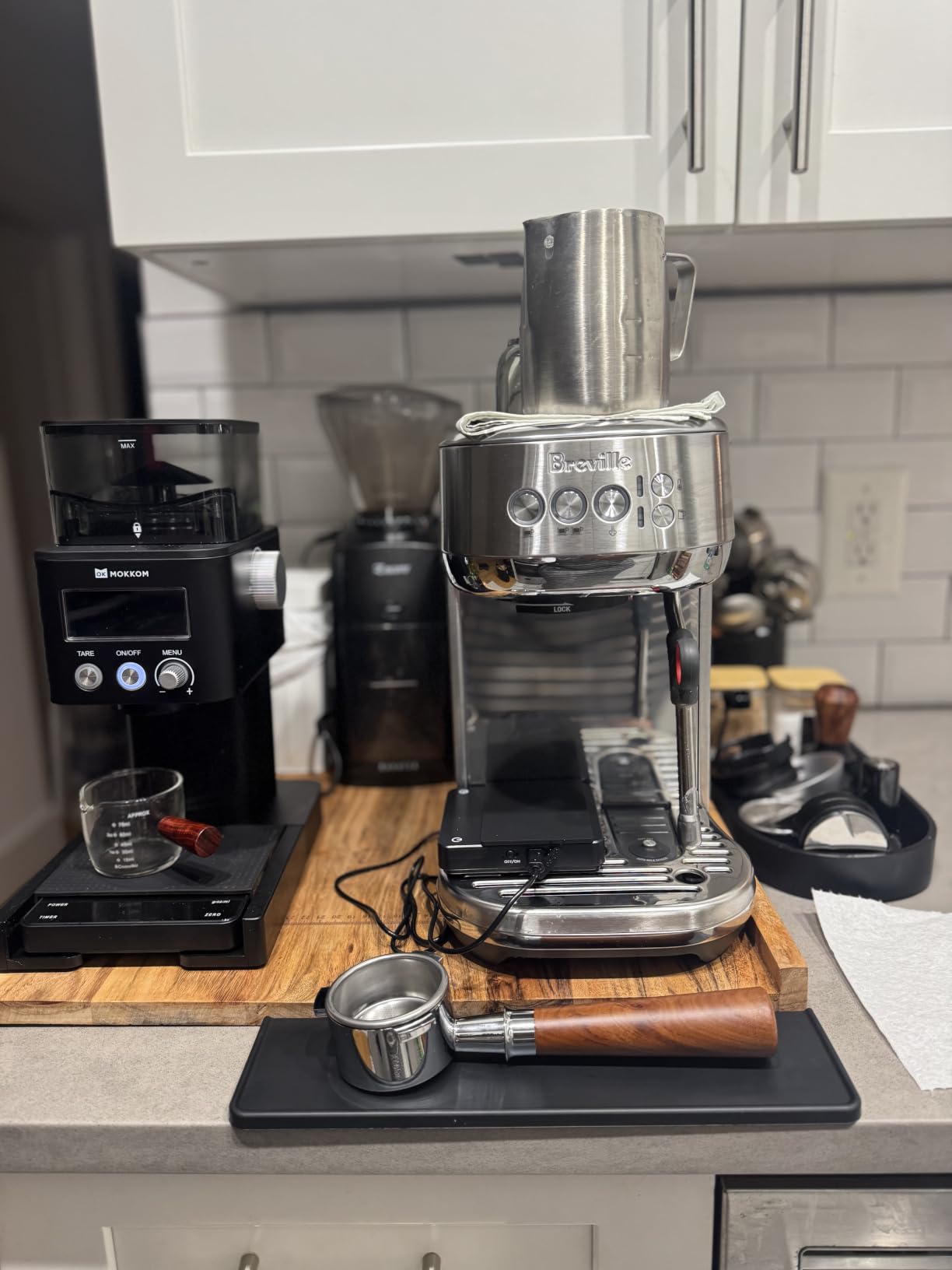 54mm Bottomless Portafilter for Breville Barista Express Pro Touch Bambino Infuser Espresso Accessorie produced with original porta filter as mold Not damage BES500's brewing head customer photo 1