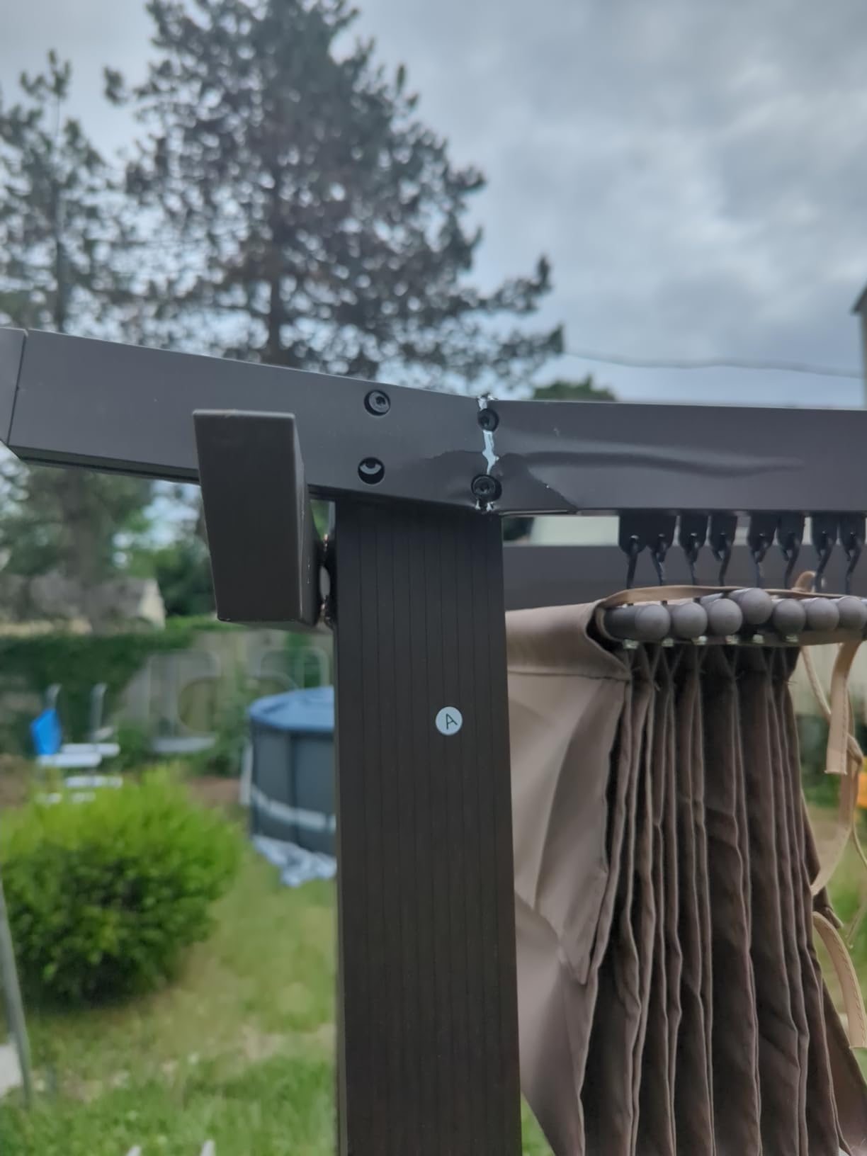 HAPPATIO 10' X 13' Pergola Retractable Canopy with White Frame for Backyards, Gardens, Patios, Outdoor Pergola with Sun Shade Canopy (Beige) customer photo 1