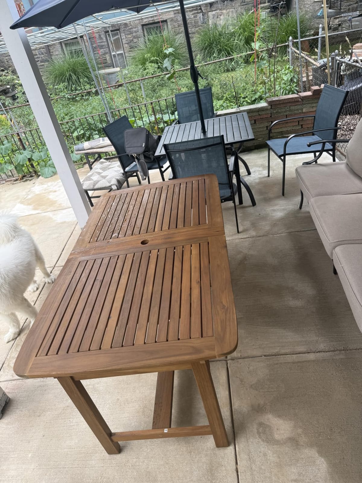 PHI VILLA 9pc Outdoor Dining Set, Expandable Wood Table & Chairs for 8 customer photo 1