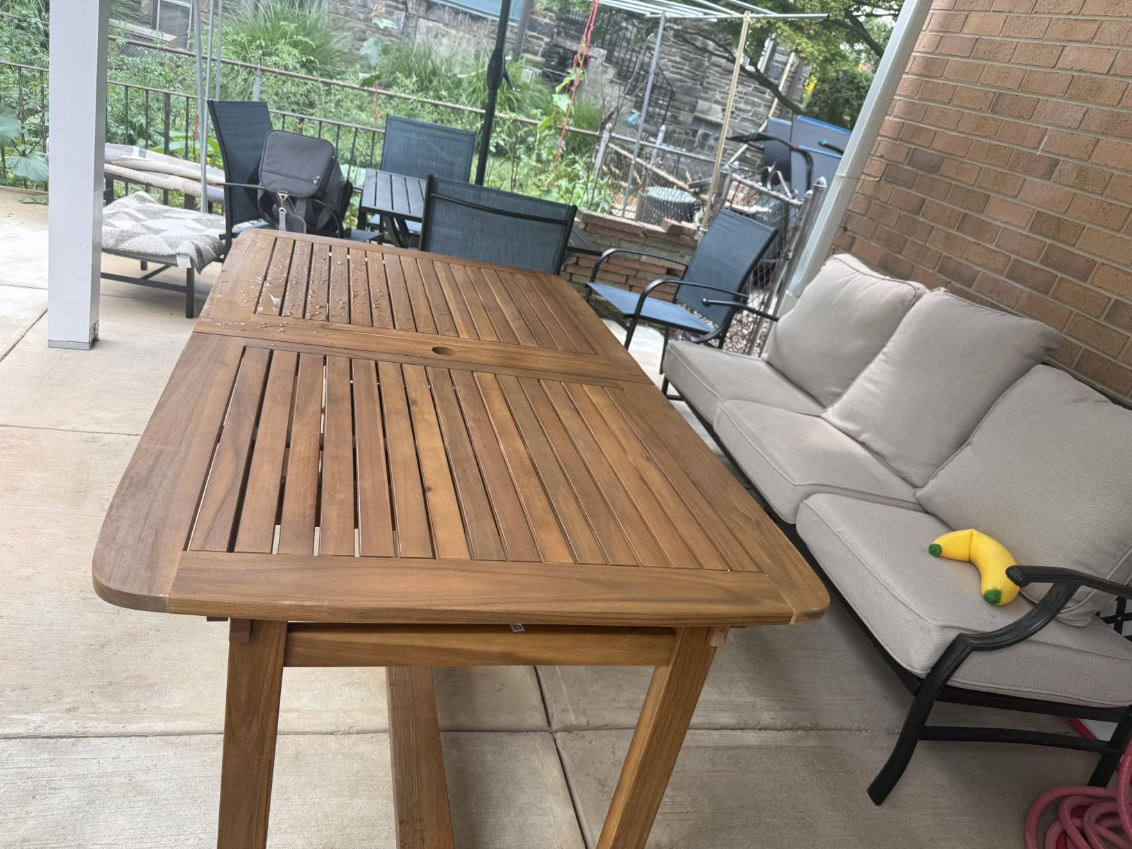 PHI VILLA 9pc Outdoor Dining Set, Expandable Wood Table & Chairs for 8 customer photo 2