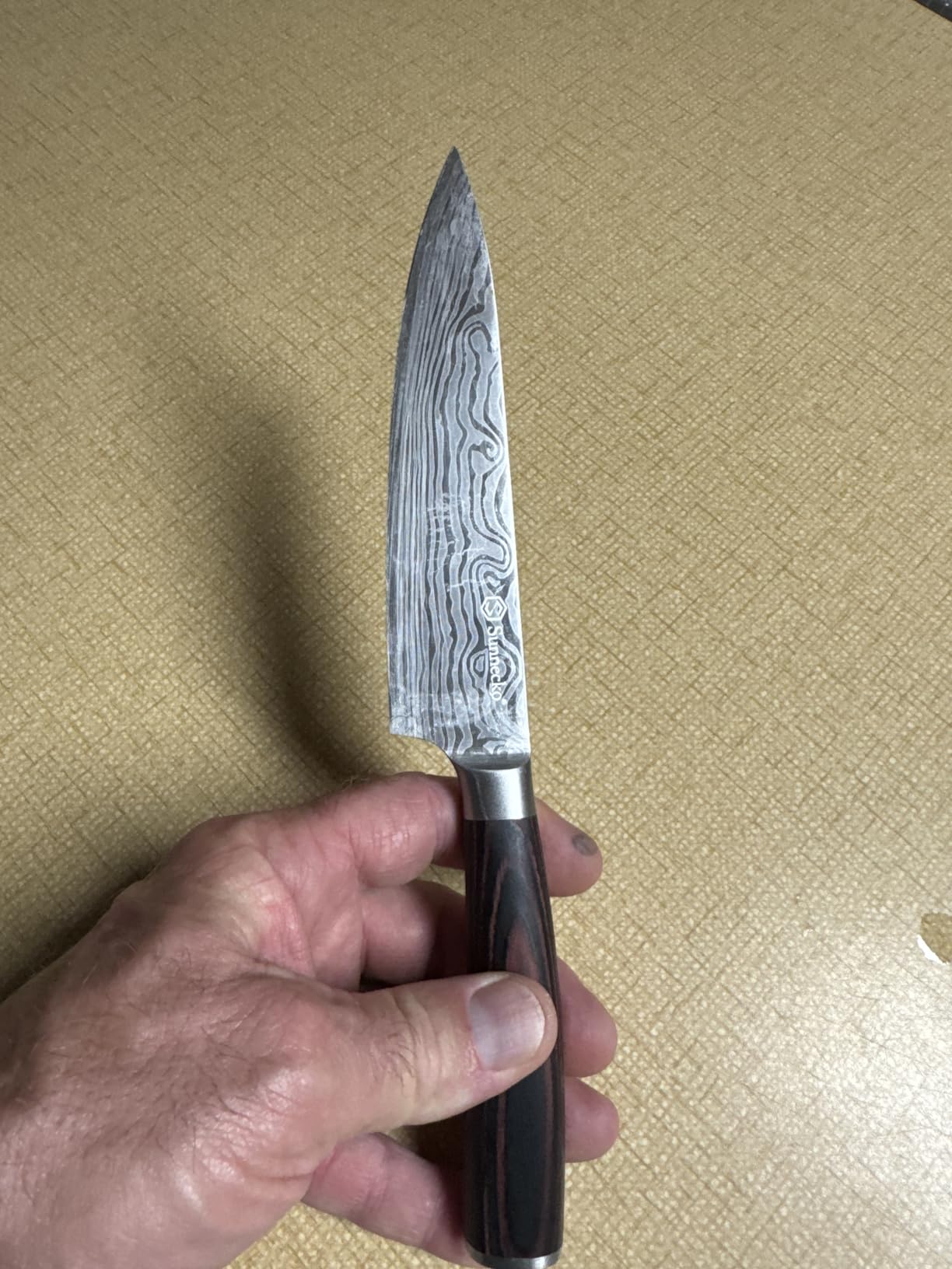 Sunnecko 5.5 Inch Small Chef Knife - Ultra Sharp 12-15 Degree Edge Kitchen Knife for Meat Vegetable Cutting Japanese Style with Sheath, High Carbon Stainless Steel Blade, Cooking Father Day Gift customer photo 1