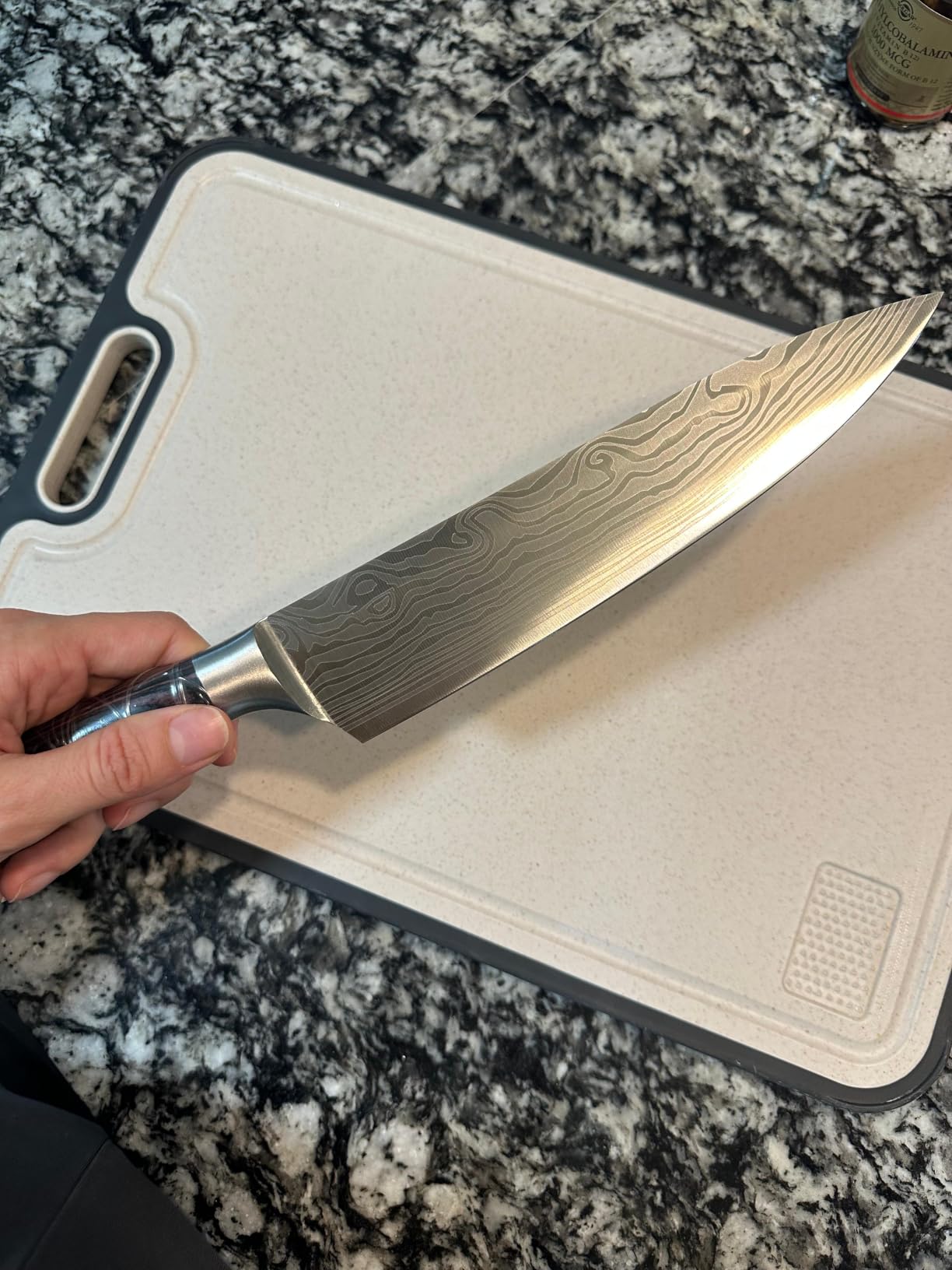 Sunnecko 5.5 Inch Small Chef Knife - Ultra Sharp 12-15 Degree Edge Kitchen Knife for Meat Vegetable Cutting Japanese Style with Sheath, High Carbon Stainless Steel Blade, Cooking Father Day Gift customer photo 2