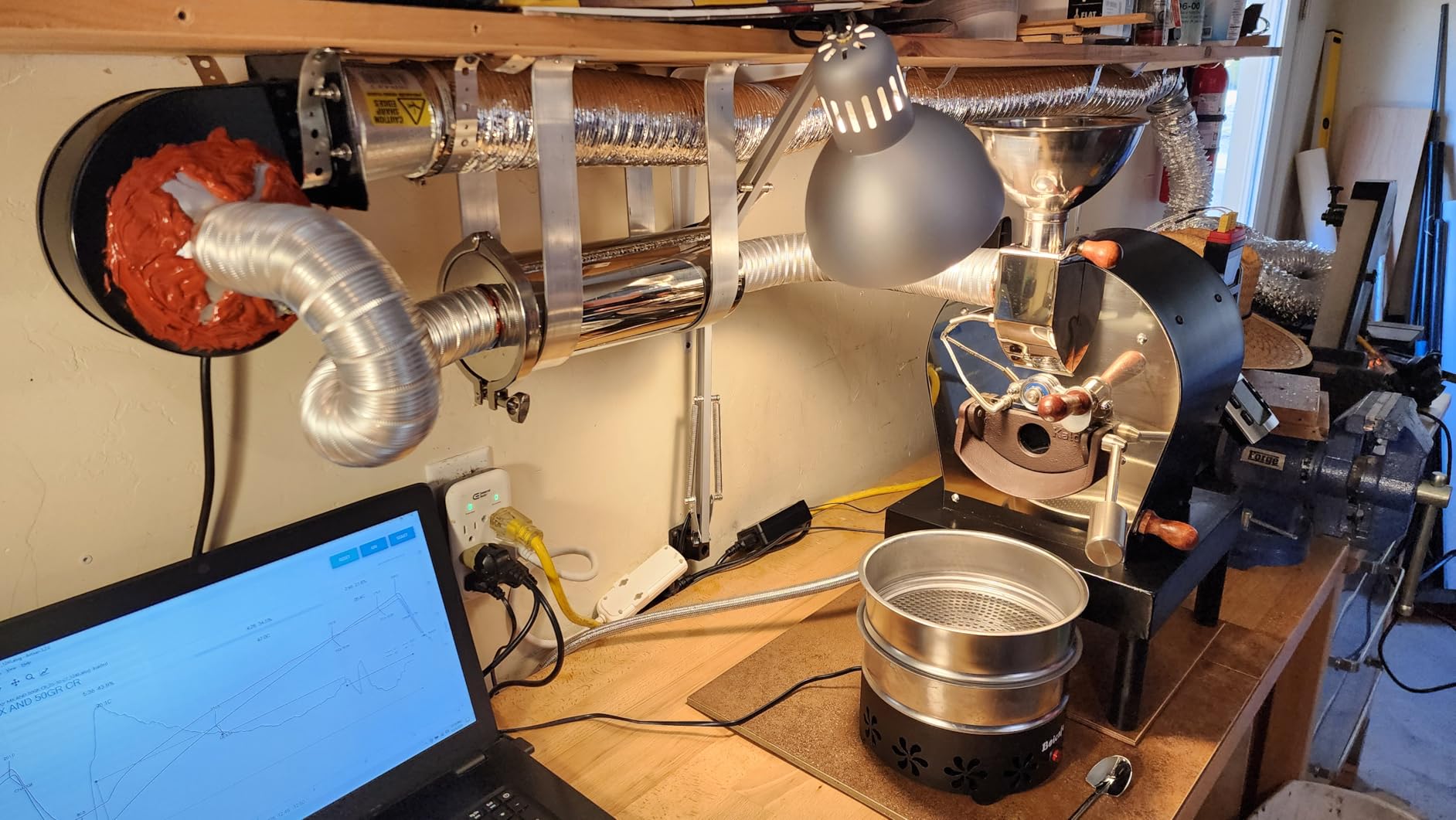 Kaldi Fortis Coffee Roaster with Accessories, 600g Batch, Gas burner is required. (Semi-Convective Type, Dual Data Logger Thermometer) customer photo 2