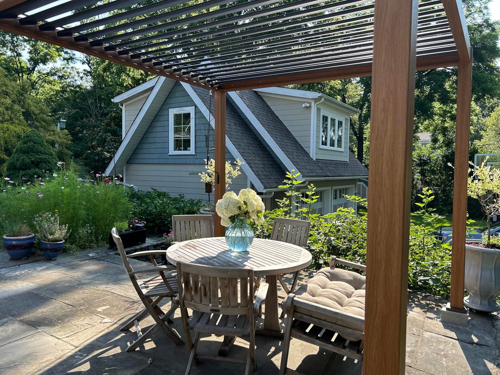 MIRADOR 111S Takasho Louvered Pergola 10x13 Wood Grain Outdoor Aluminum Pergola with Adjustable Rainproof Roof Full Aluminum Frame Ideal for Outdoor Deck Garden Patio Durable, Cherry Oak customer photo 1