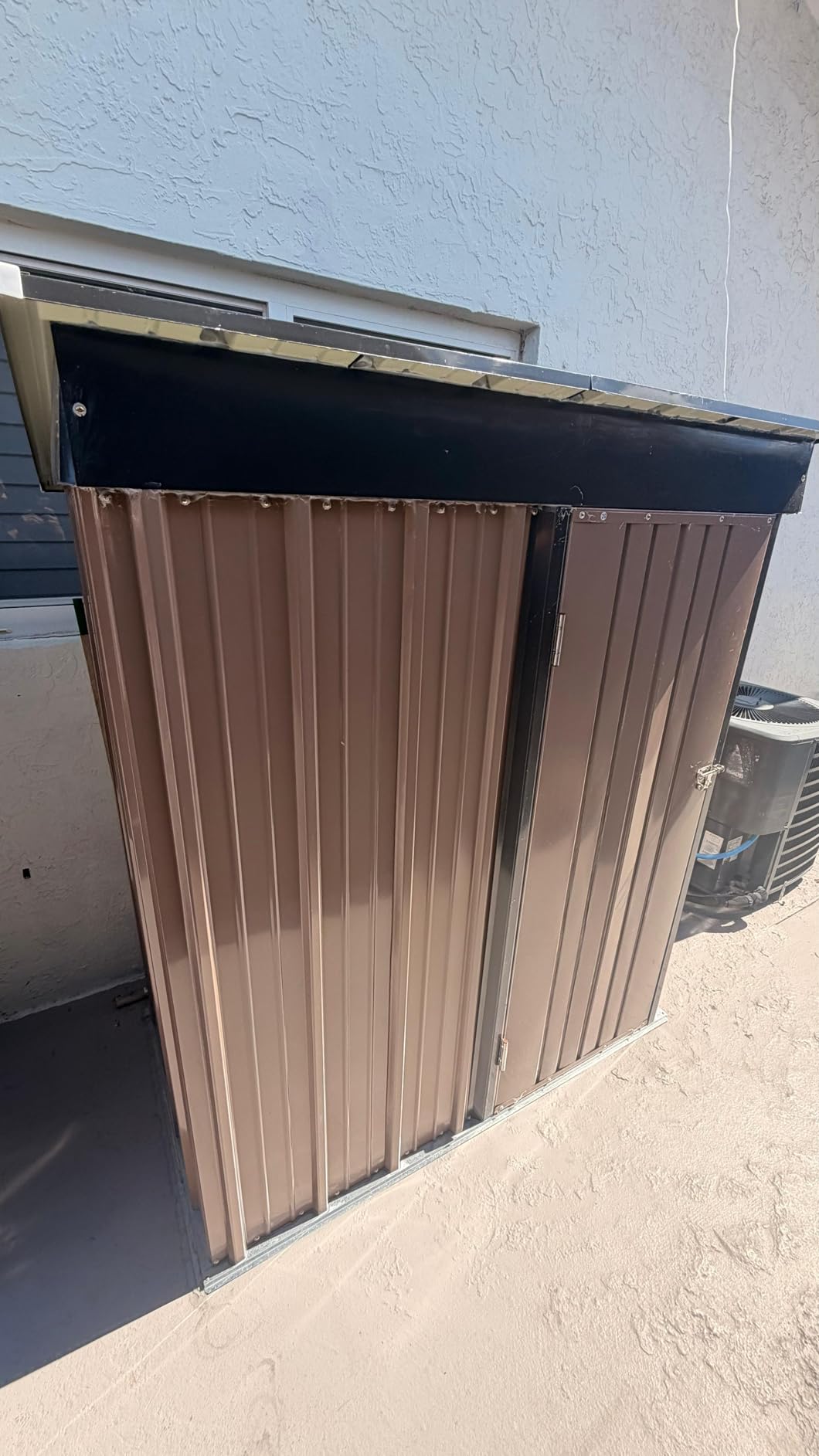 Flamaker 6x8 FT Storage Shed Waterproof Metal Garden Shed with Lockable Door Utility Tool Shed Outdoor Storage for Backyard, Patio and Lawn, Brown customer photo 2