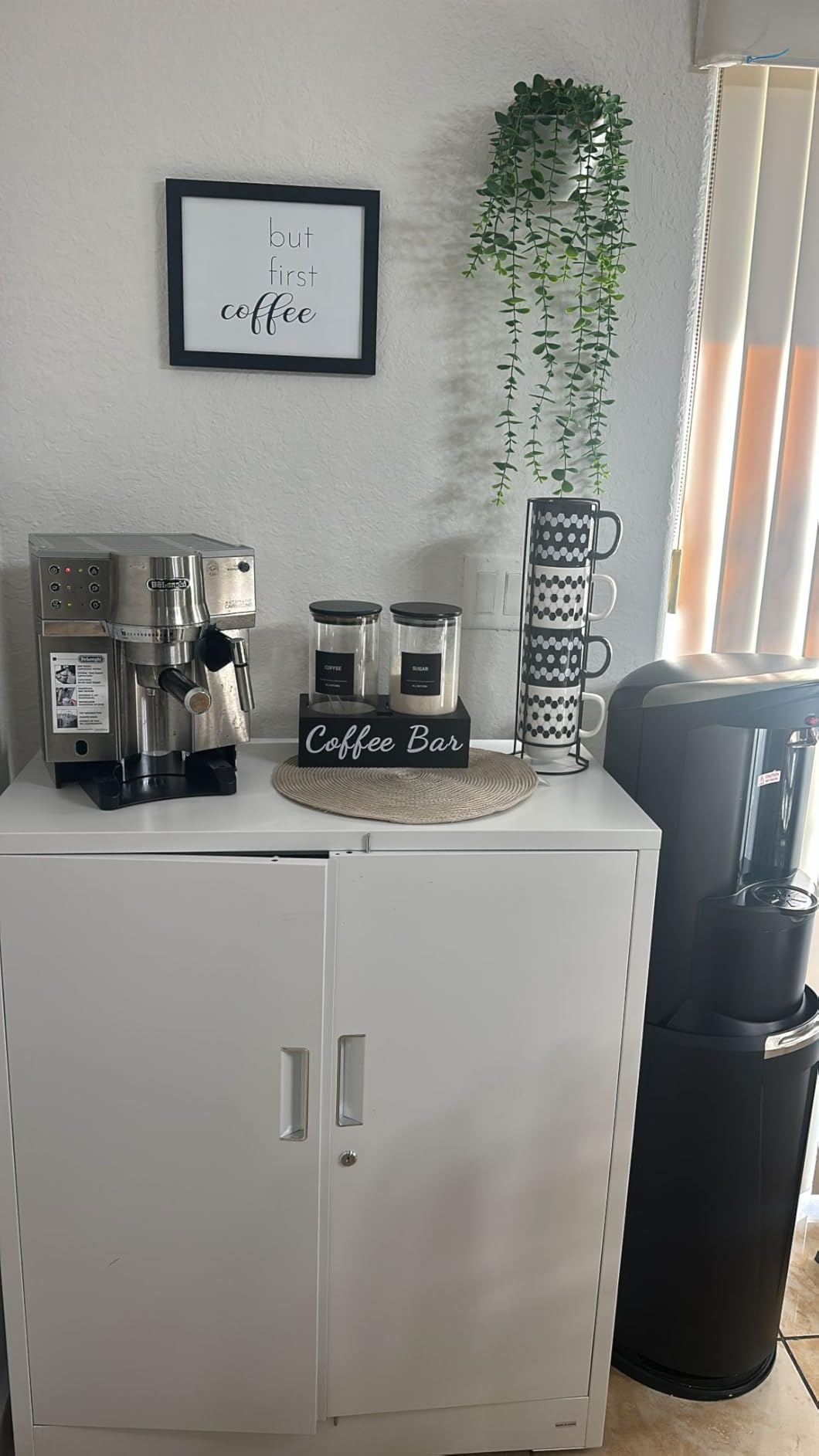 gmisun Coffee Container, 2 Pcs 50 Fl oz Airtight Bean Storage Canister, Black Glass Ground Coffee and Sugar Jar Set with Scoop/Shelf/Labels, Sugar/Tea Holder Containers for Cafe Bar Countertop customer photo 1