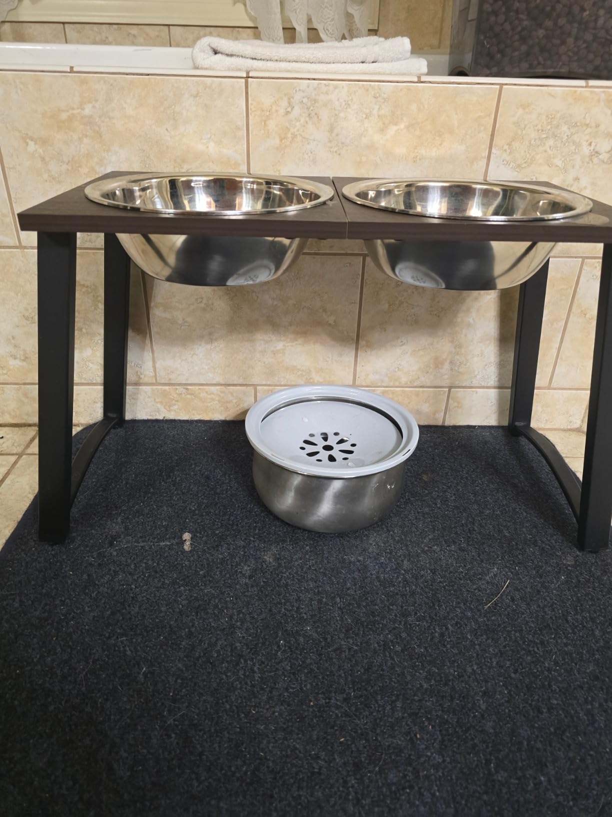 Elevated Dog Bowls for X-Large Dogs with Spill Proof Mat 2 X-Large 3000ML(13CUPS) Stainless Steel Dog Bowls, 16.5