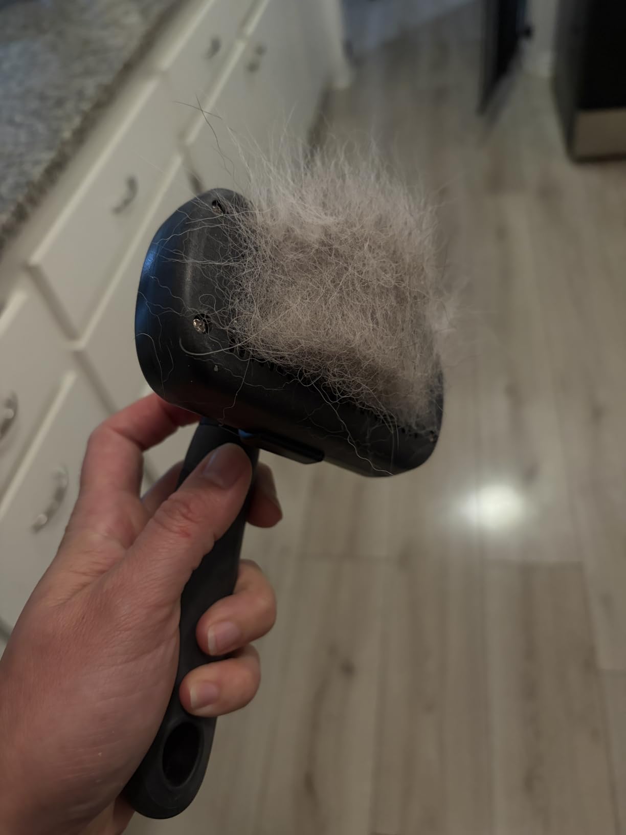Swihauk Self Cleaning Slicker Brush - Skin Friendly Deshedding Grooming Tool for Dogs & Cats, Suitable for Shedding & Haired Pets, with Pet Supplies Accessories, Blue customer photo 1